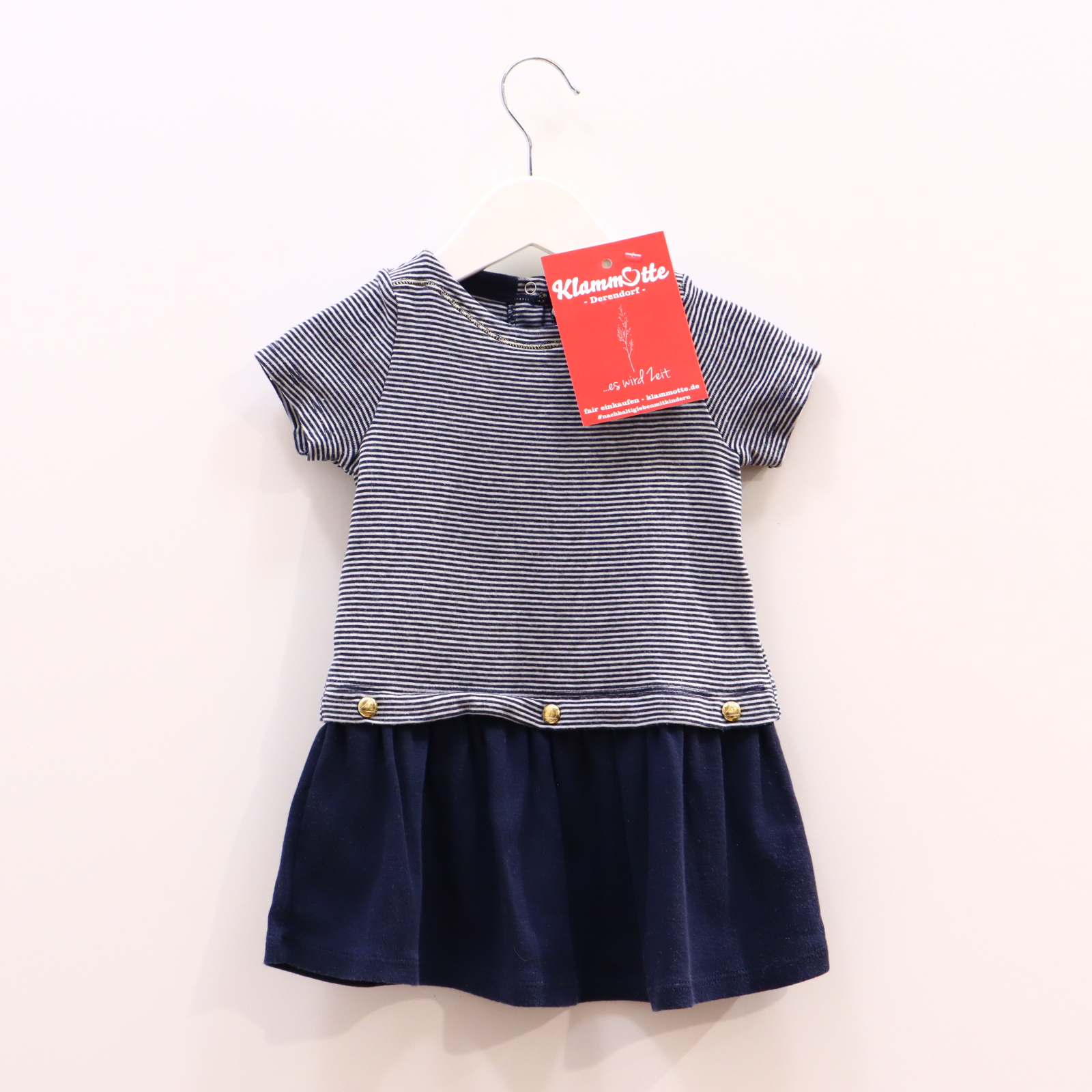 Kleider & Röcke PETIT BATEAU 74 blau/weiß gestreift Jerseykleid Baumwolle