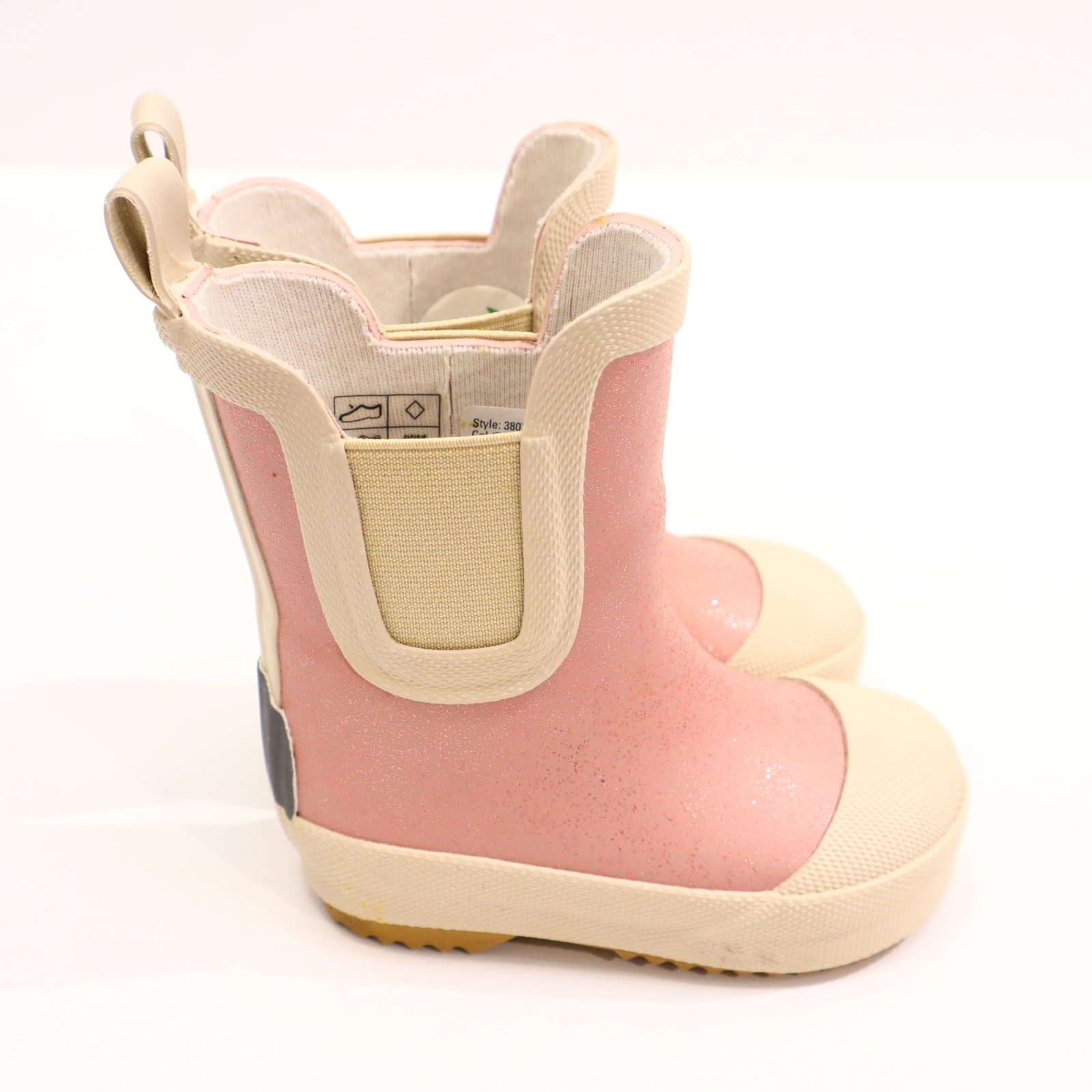 Gummistiefel mikk-line halbschaft 20 creme/rosa Naturkautschuk Glitzer neuwertig!