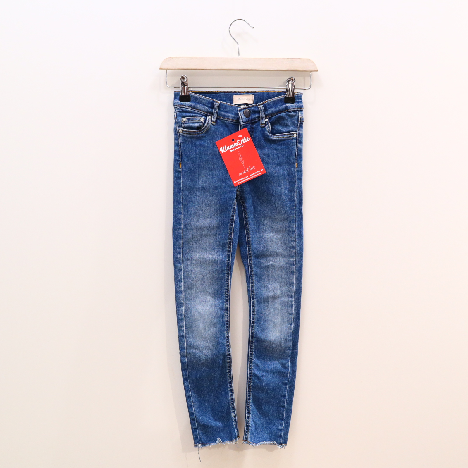 Hose KIDSONLY Jeans 128 blau Denim Reißverschluß/Schiebeknopf/verstellb. Bund Skinny
