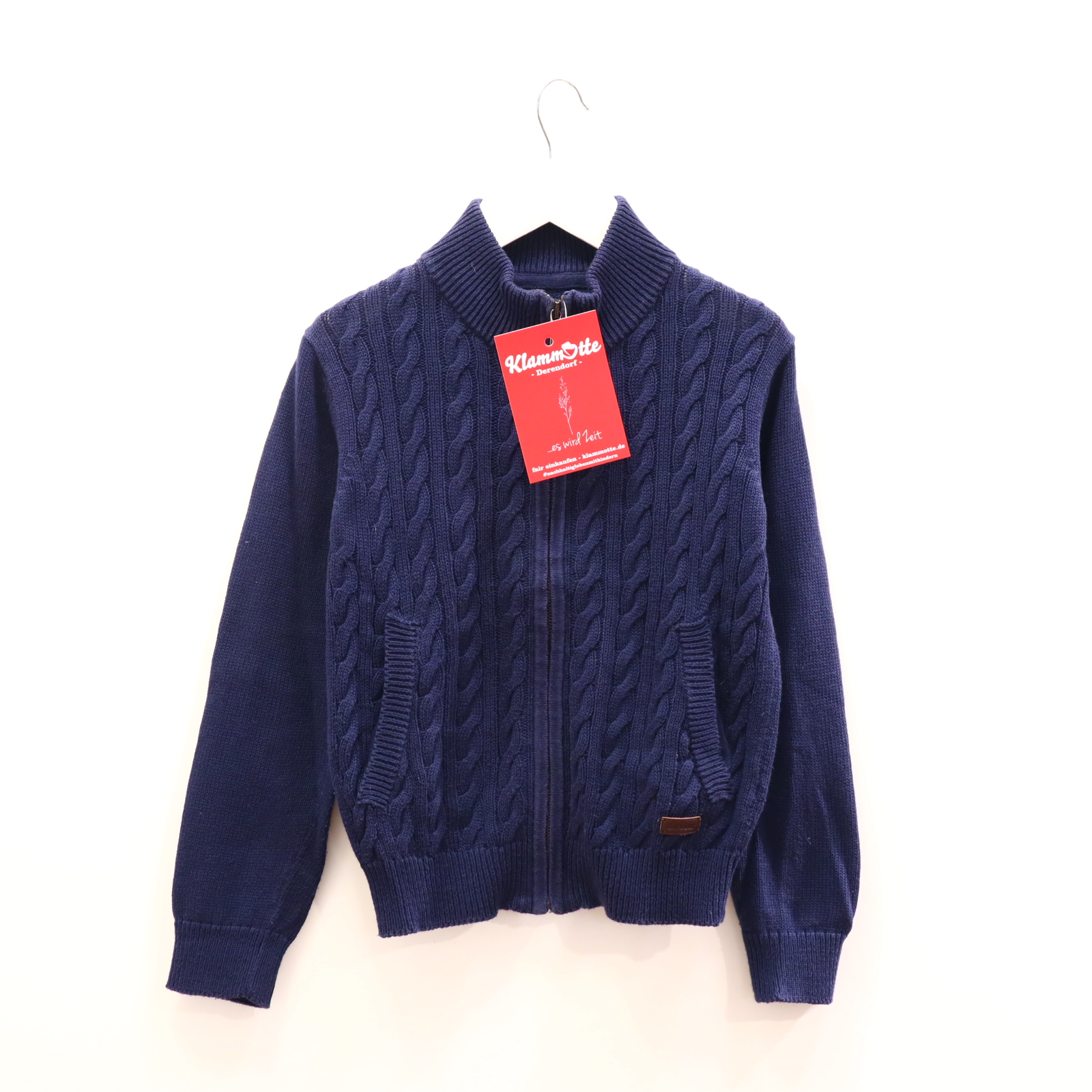 Oberteil BARBOUR Gr. 128 Strickjacke blau Baumwolle Applikation/Logo/Stickerrei
