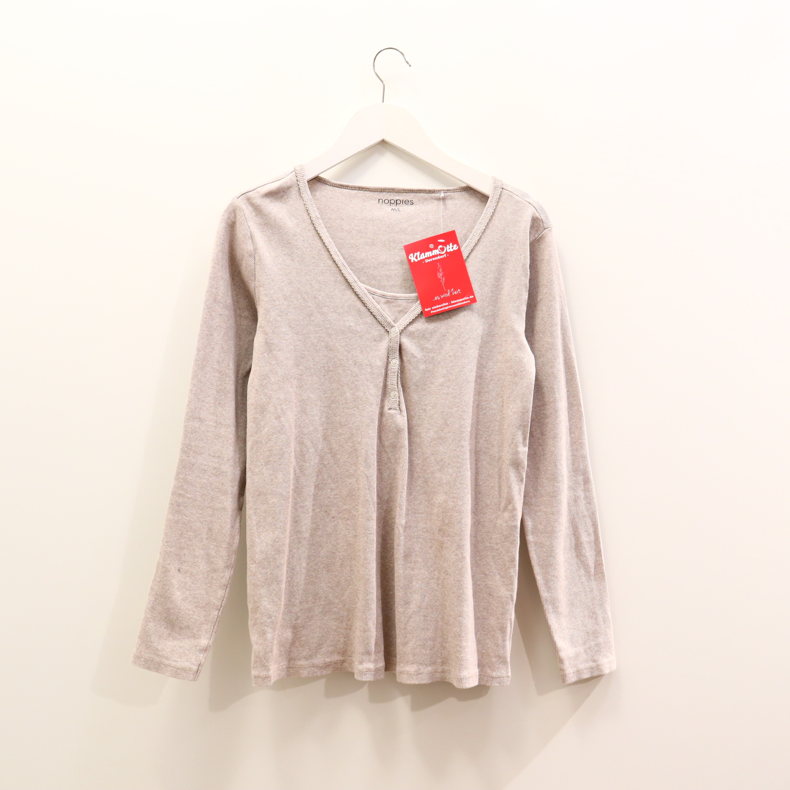Schlafbekleidung Still-Schlafshirt noppies L/M/38/40 Elasthan/Bio-Baumwolle sand Rippstrick/melange