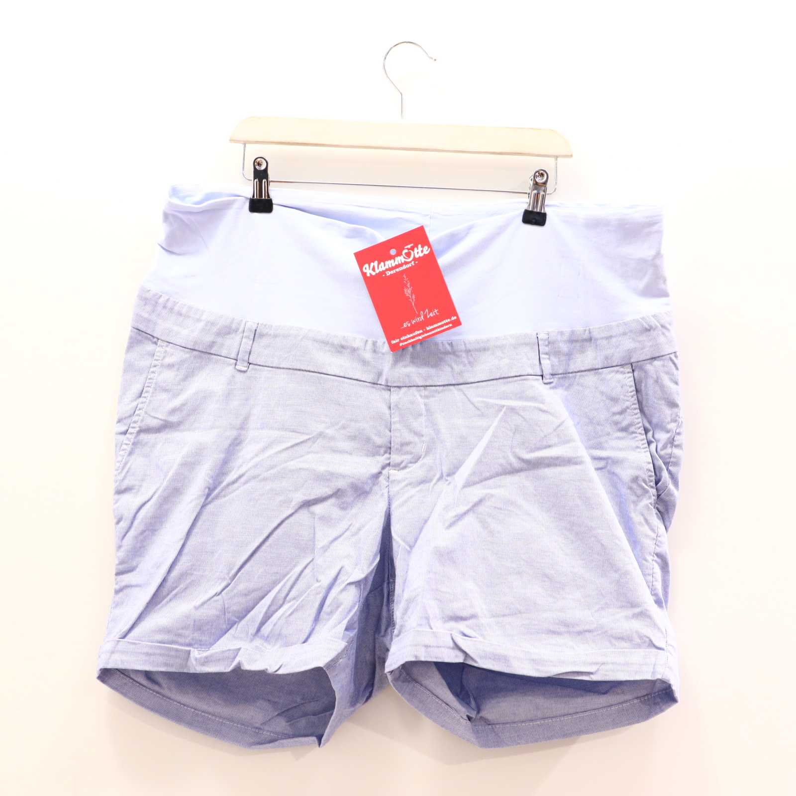 Hose H&M XL Short blau gestreift/melange Baumwolle/Elastan Low rib