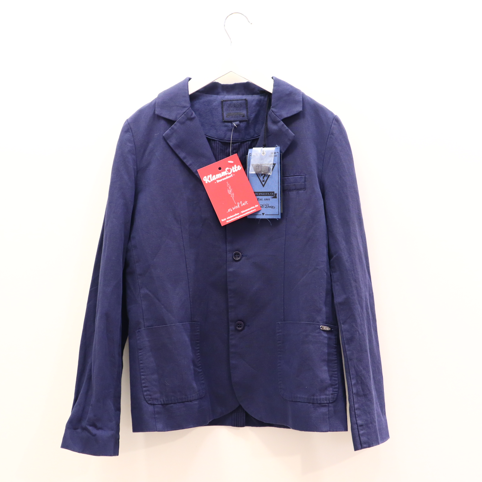 Jacke GUESS 152 blau Blazer Baumwolle/Leinen NEU!
