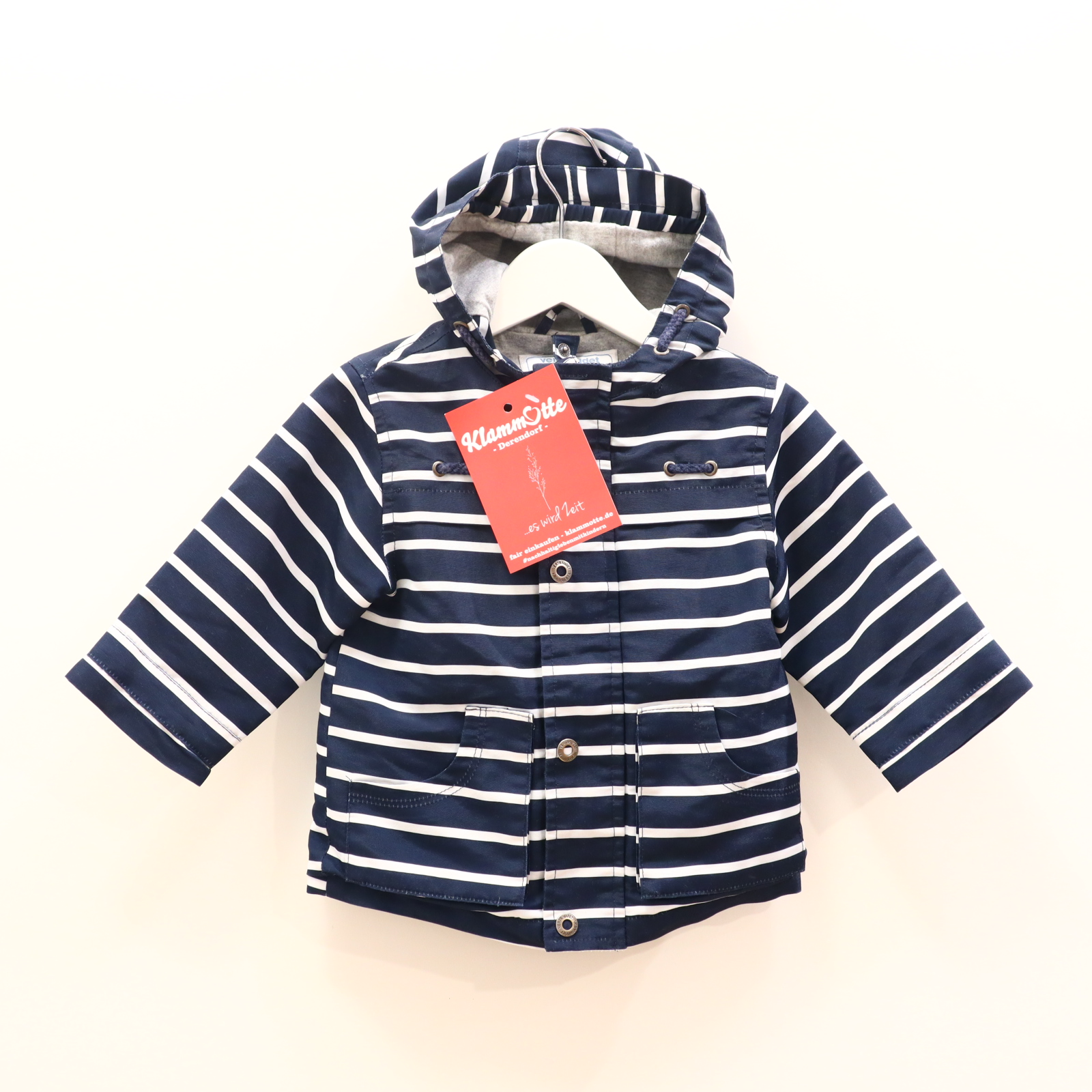 Jacken & Overalls vertbaudet Jacke 74 blau/weiß Jerseyfutter/Zip-In-fähig! gestreift Frühjahr/Sommer