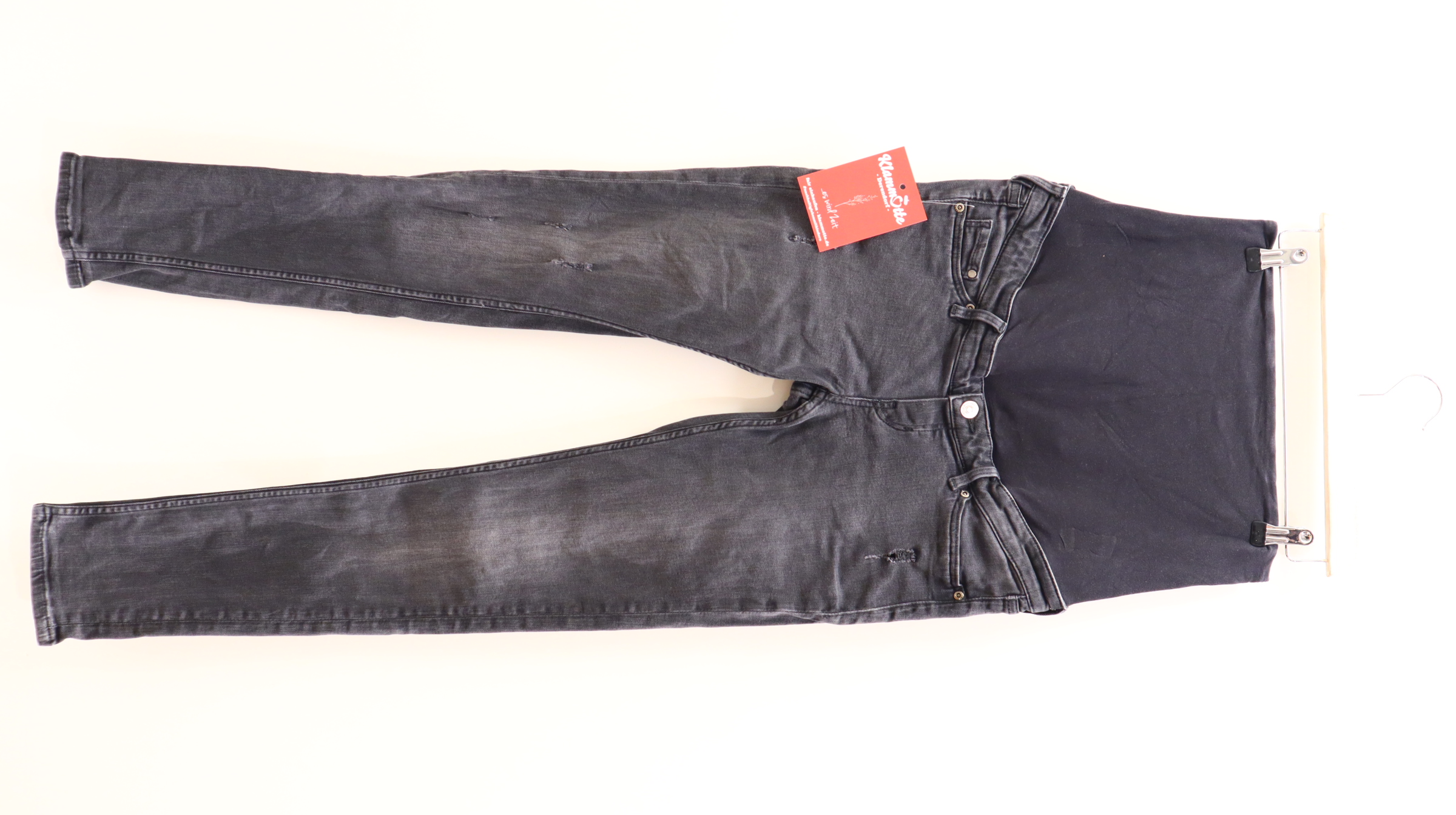 Hose H&M 40 Jeans anthrazit used-look denim Skinny High rib