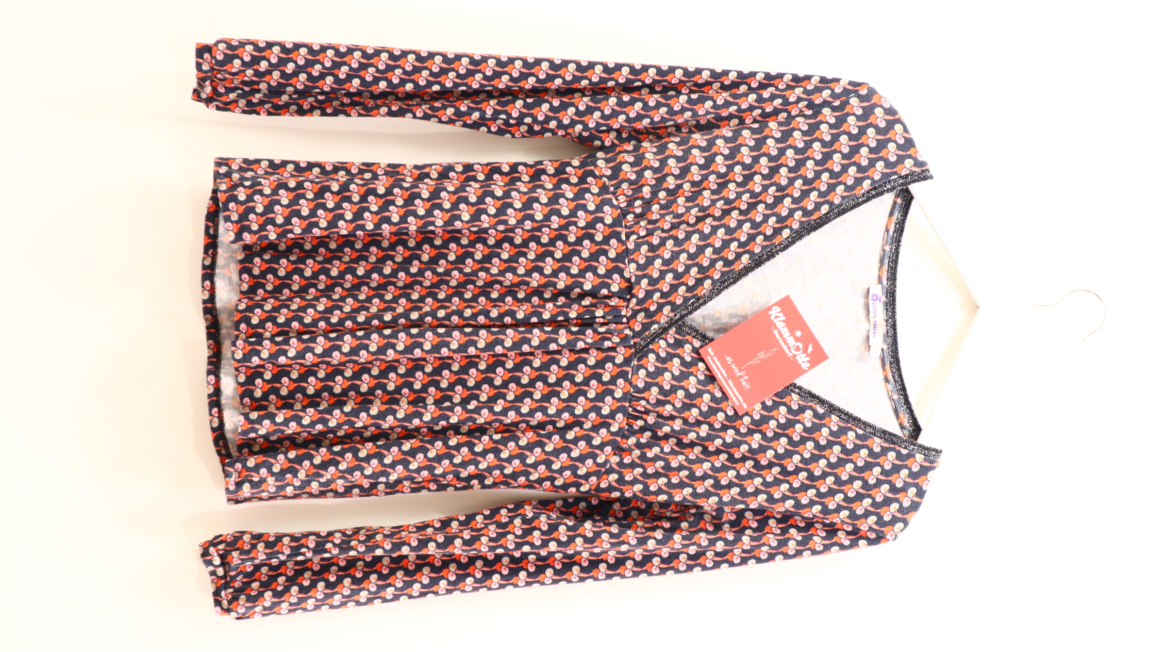 Shirt Queen Mum S/36 bunt/schwarz Elasthan/Viskose Alloverprint langarm/Stillshirt