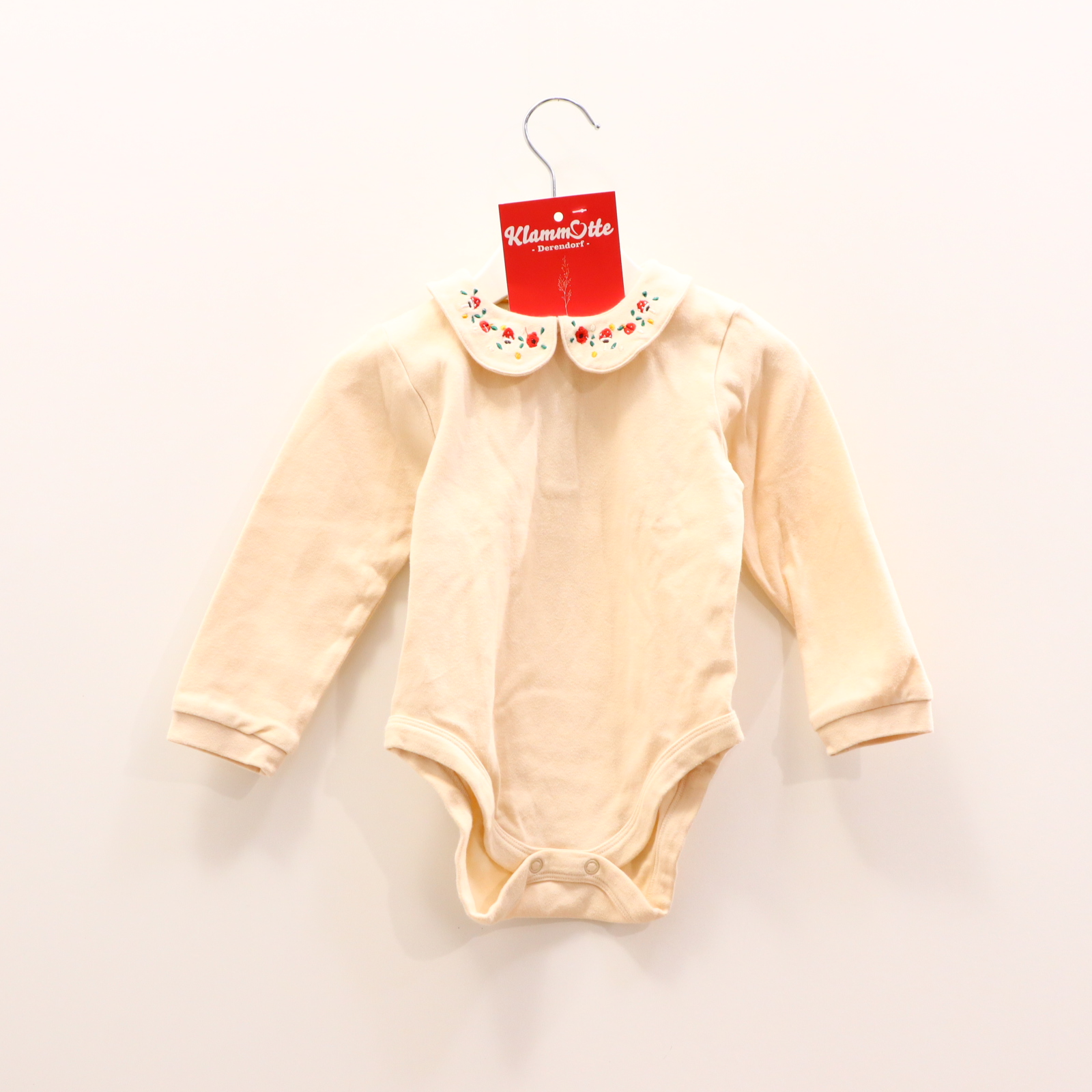 Body LITTLE GREEN RADICALS 92 creme langarm Stickerei Kragen Bio-Baumwolle