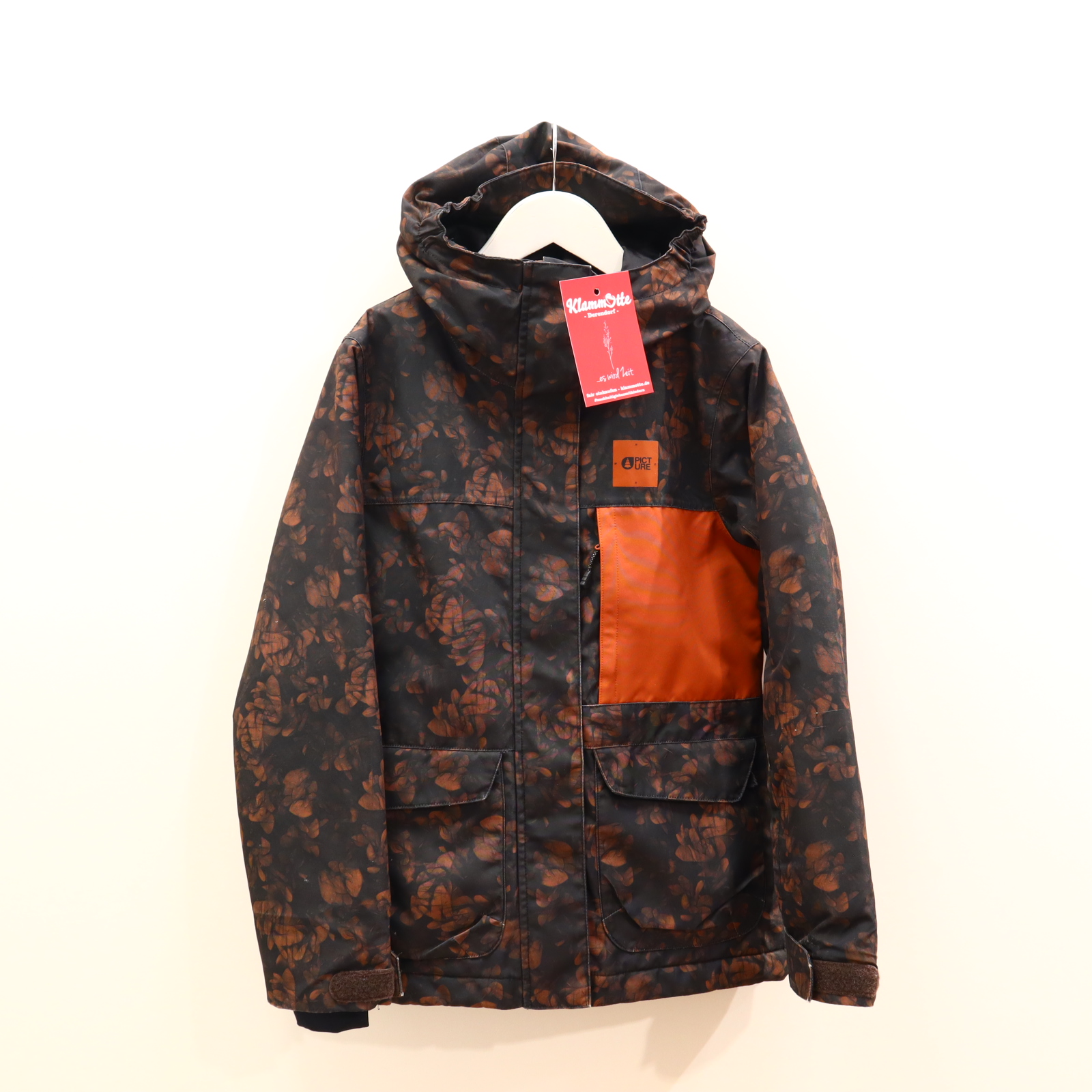 Jacke PICTURE 152 anthrazit/karamell Alloverprint Skijacke/Snowboardjacke Schneefang Herbst/Winter