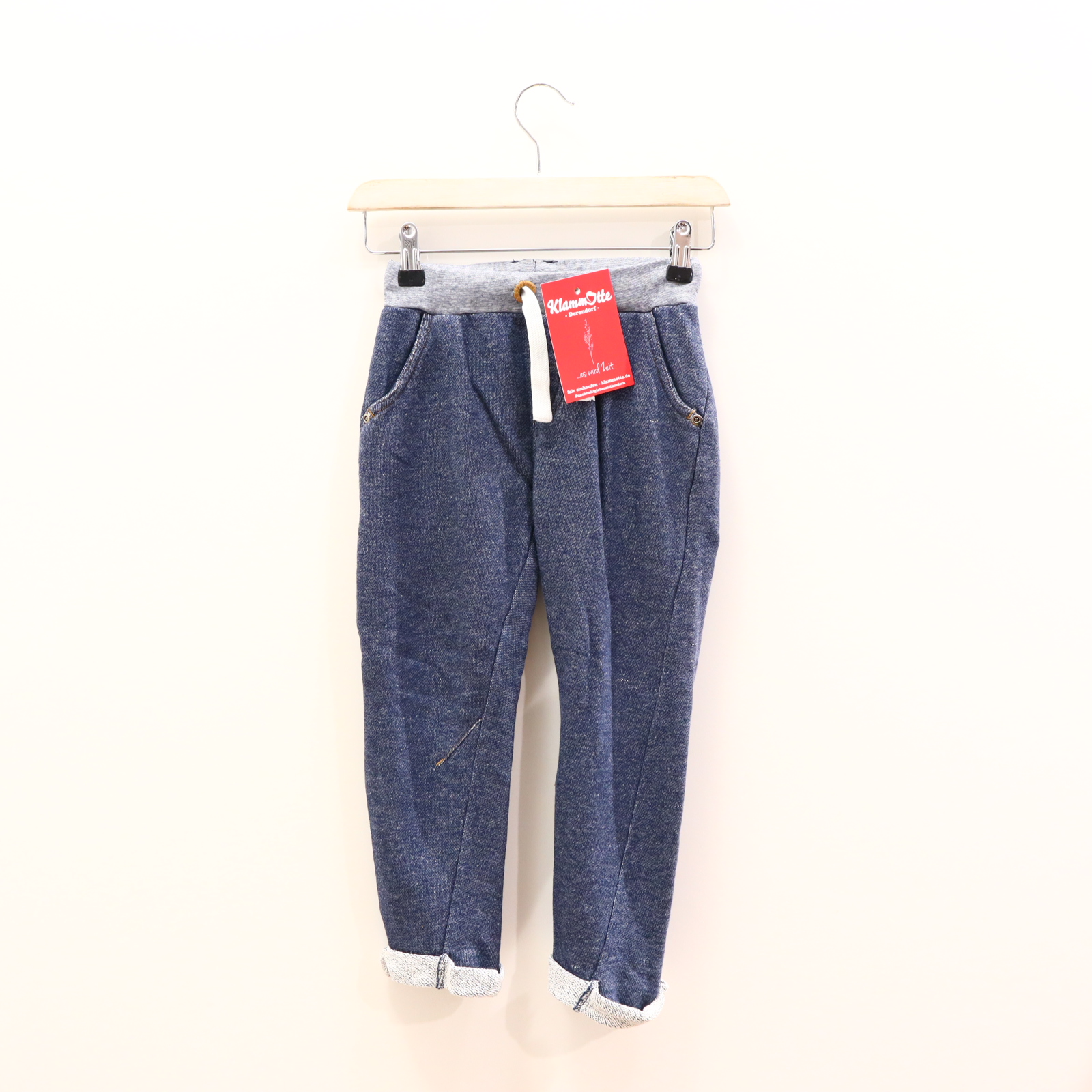 Hose minymo 122 Jogger blau melange Gummibandzug/Kordelzug Baumwolle/Sweat