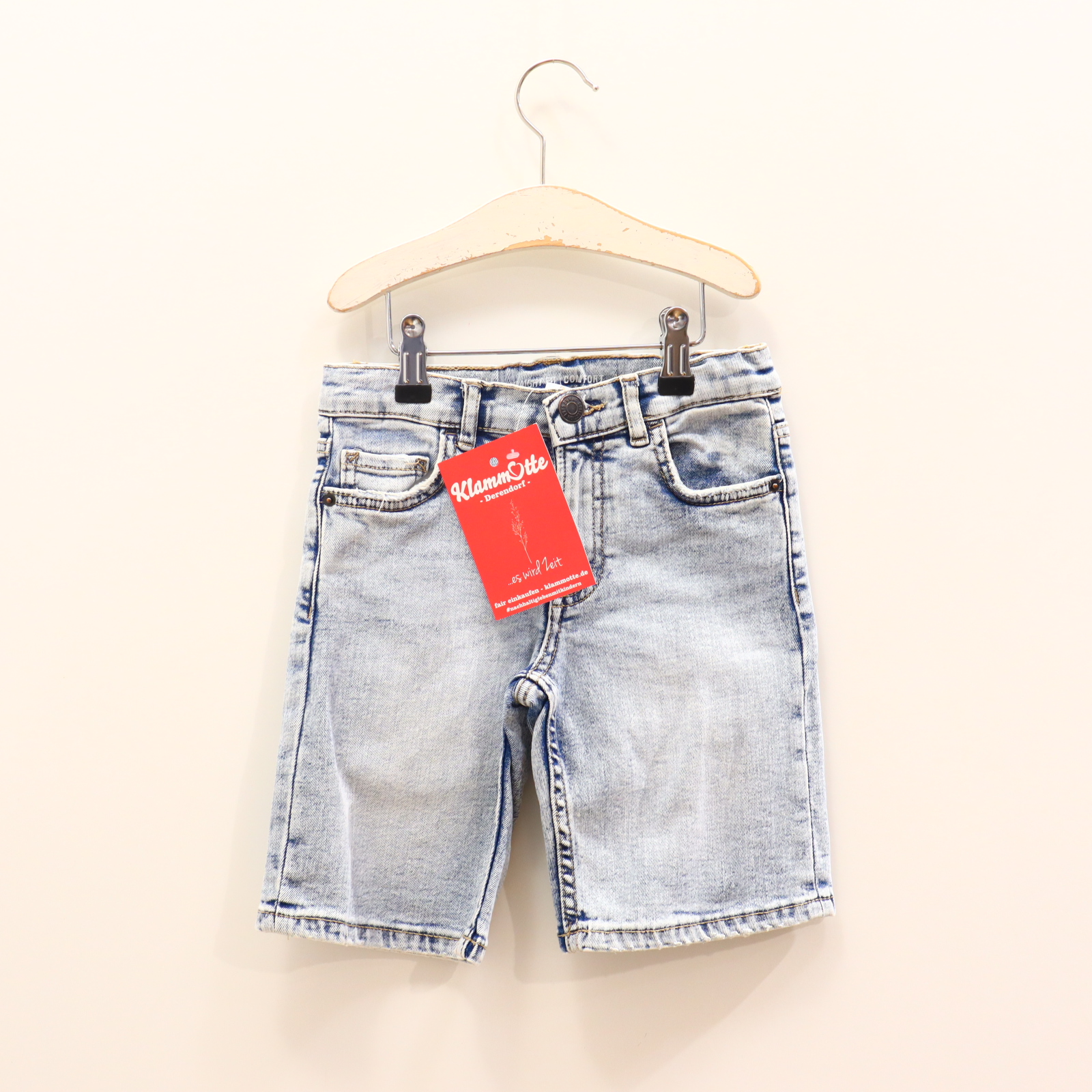 Hose ZARA 122 Jeans/Short blau Knopf/Reißverschluß/verstellb. Bund Denim Straight