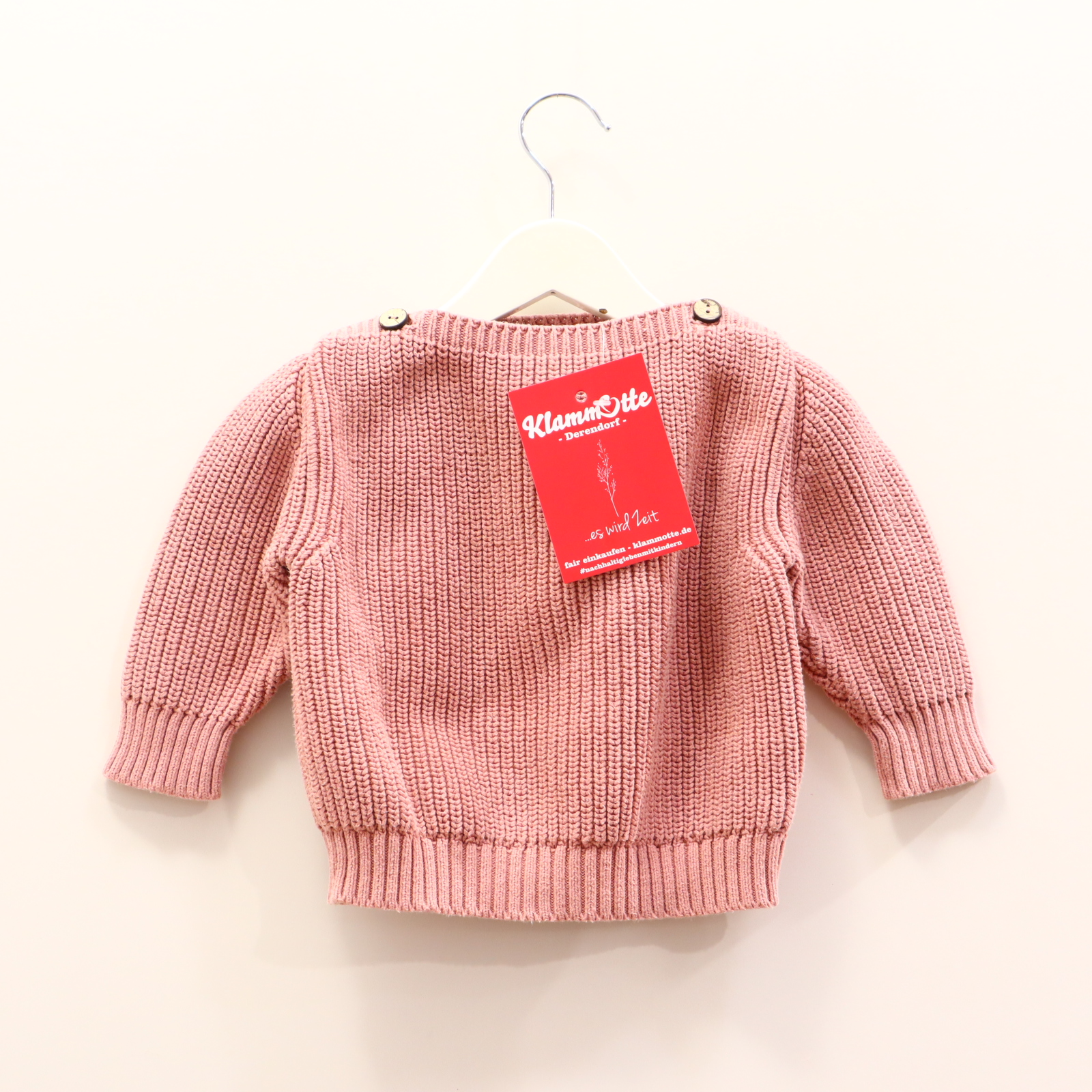 Oberteil Cosy Roots 74/80 rosa Rippstrick Strickpullover Bio-Baumwolle