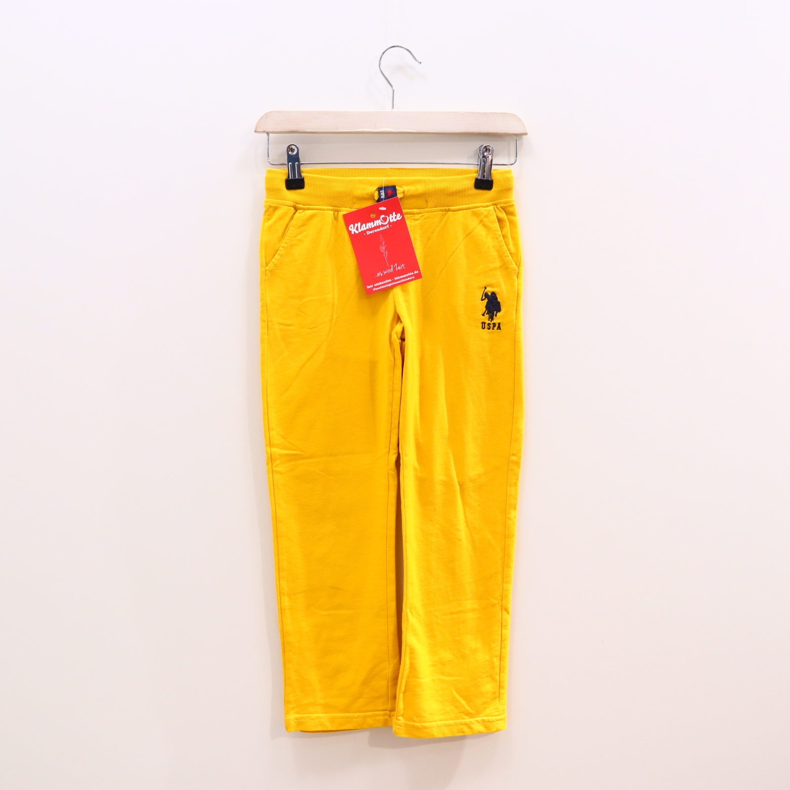 Hose U.S.POLO ASSN. Jogger 116/122 gelb Logo/Stickerei Sweat Gummibandzug/Kordelzug