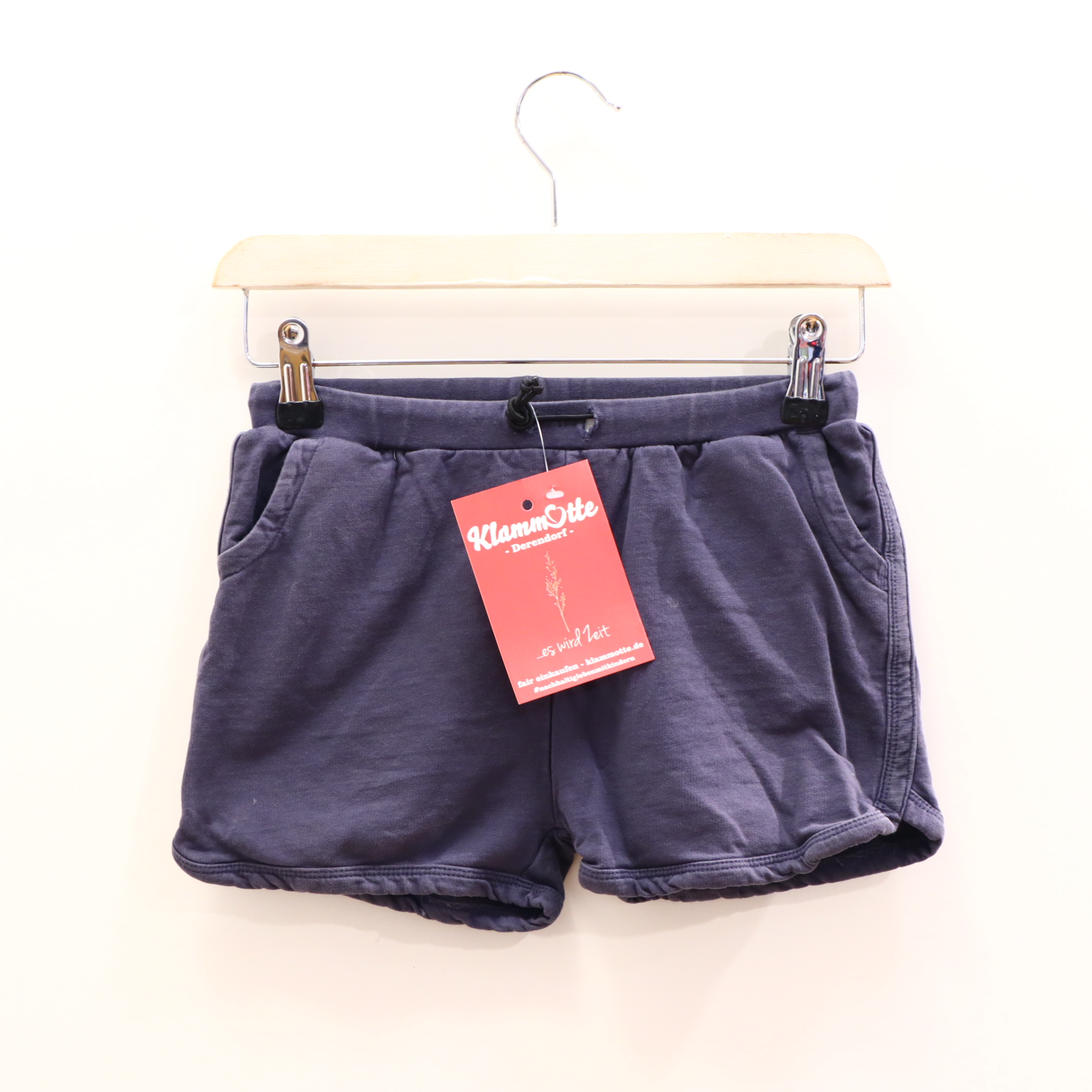 Hose Sense Organics Short 134/140 blau Biobaumwolle/Sweat Gummibandzug/Kordelzug