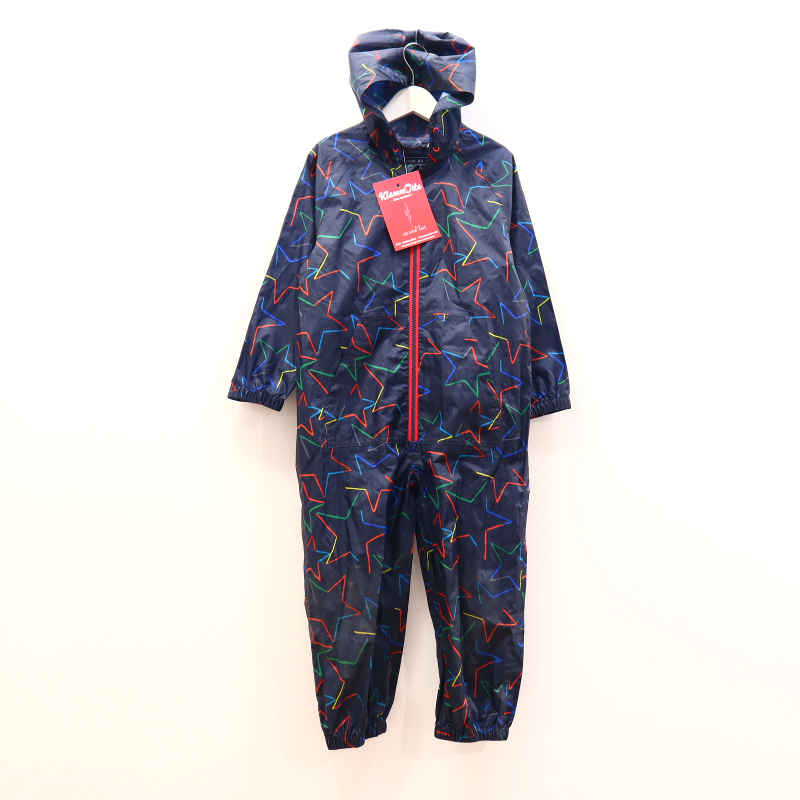 Jacke next 110 blau/bunt/rot Alloverprint Regenoverall Polyester