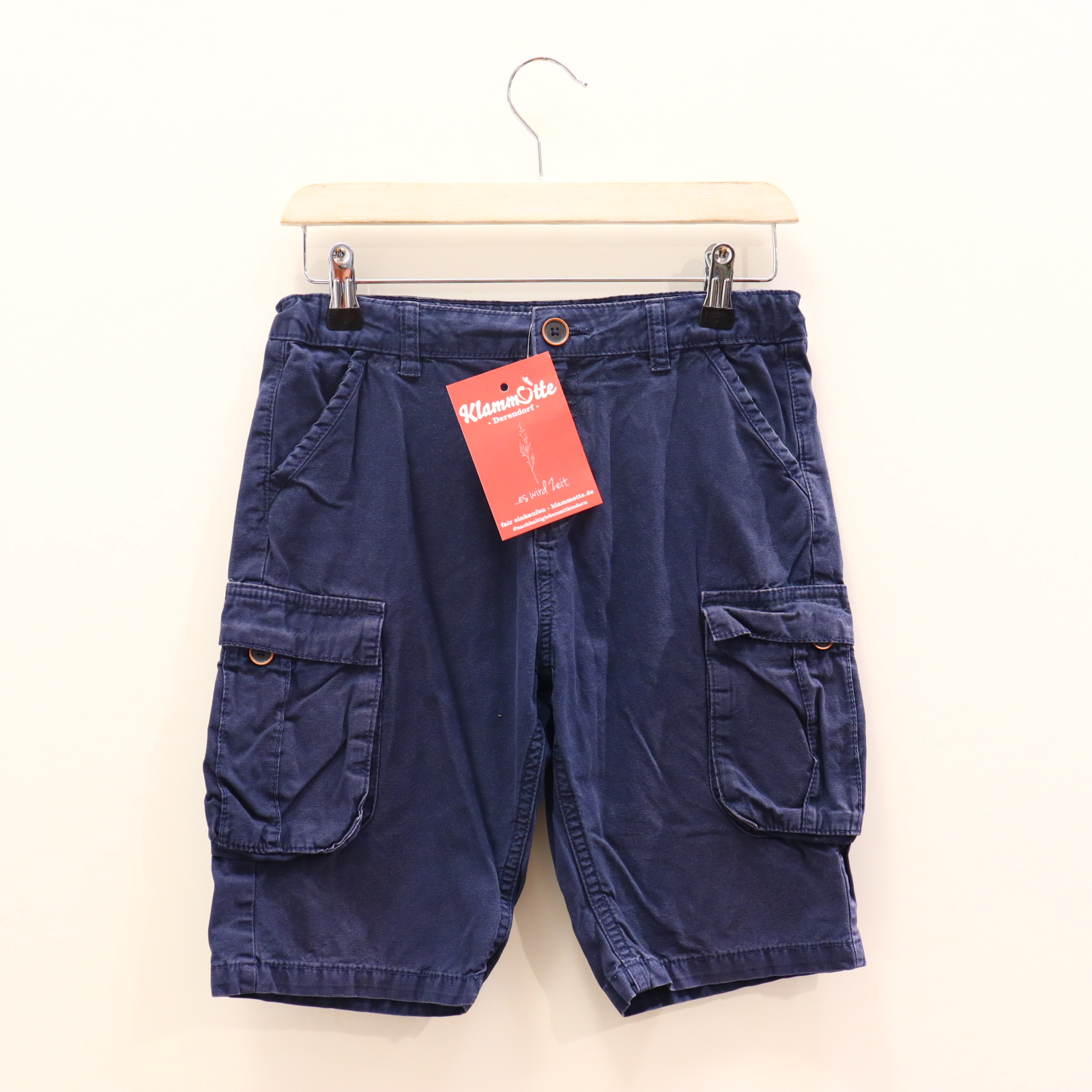 Hose VertBaudet 152 Cargo/Short blau Knopf/Reißverschluß/verstellb. Bund Baumwolle/Twill