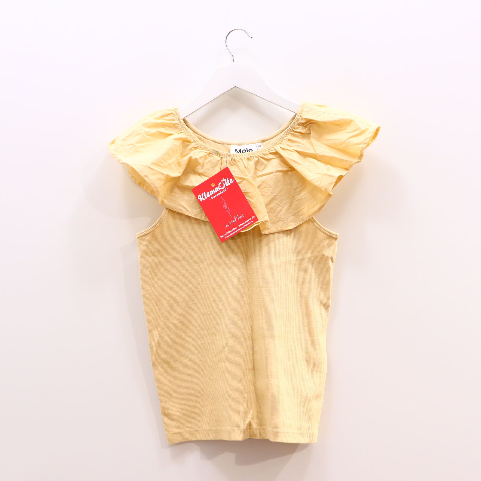 Oberteil Molo 170/176 gelb Volants Top Biobaumwolle/Elasthan/Rippstrick