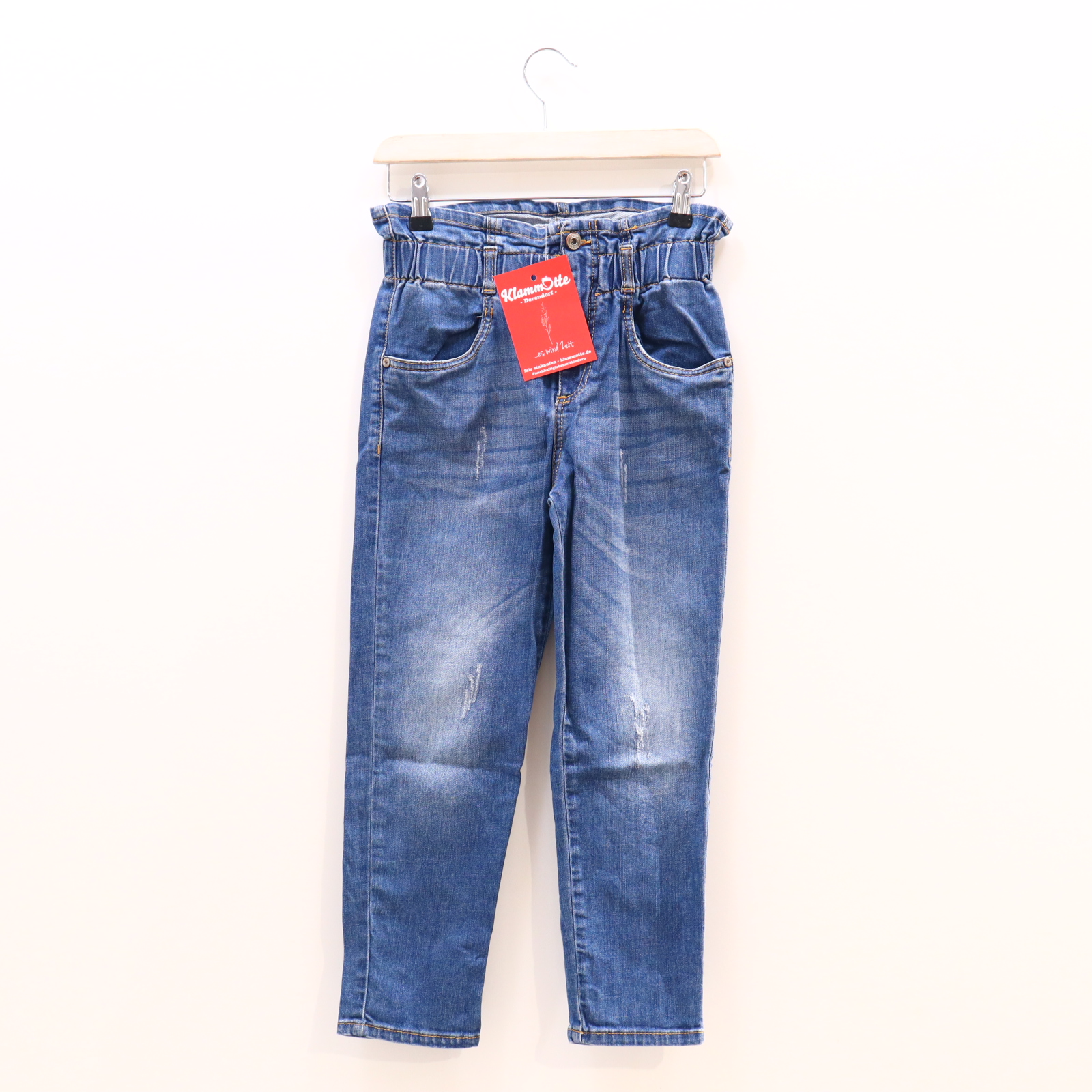 Hose Dixie Jeans 140 blau used Look Denim Gummibandzug/Knopf/Reißverschluß High Waist