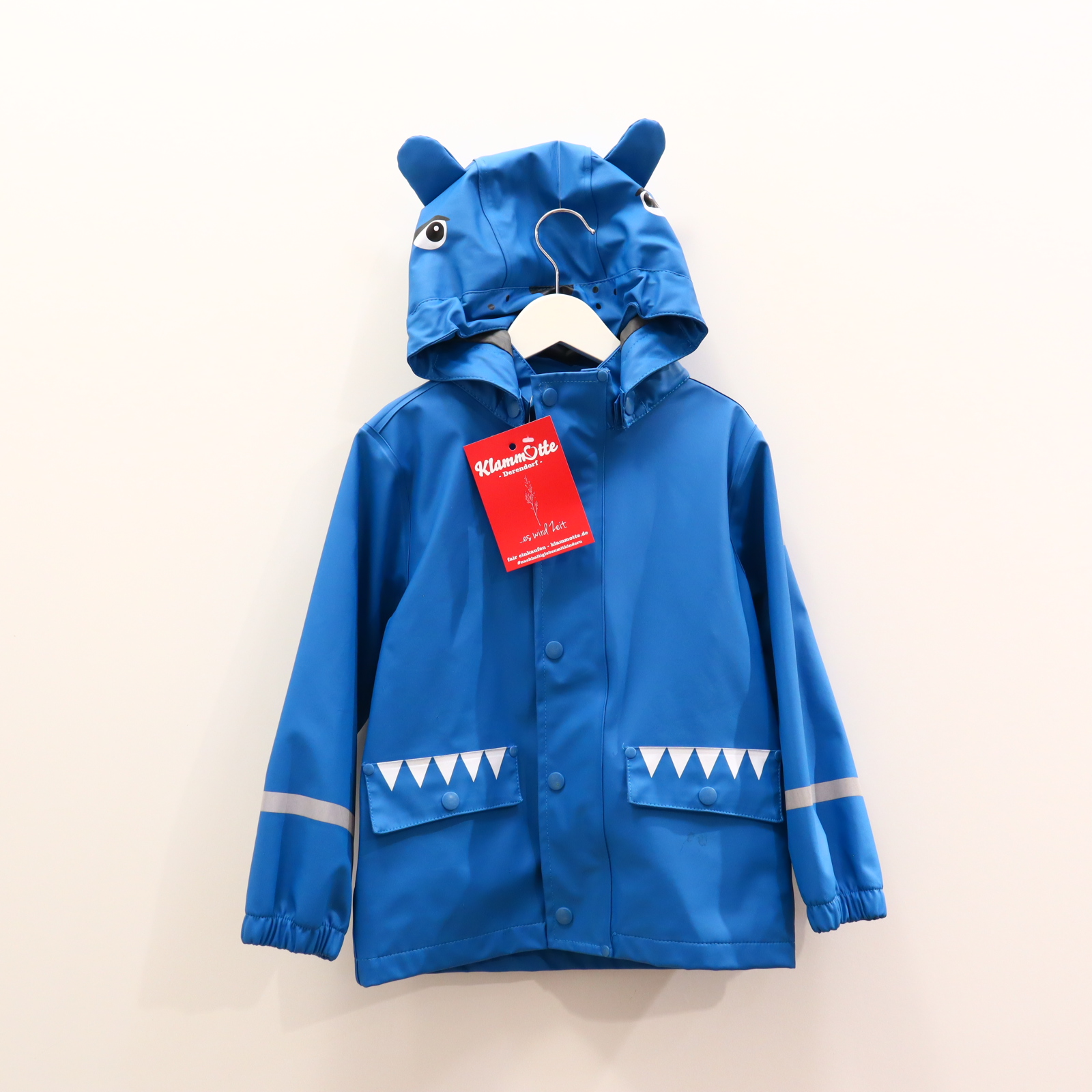 Jacke CareTec 104 blau Applikation/Print Regenjacke abnehmb. Kapuze