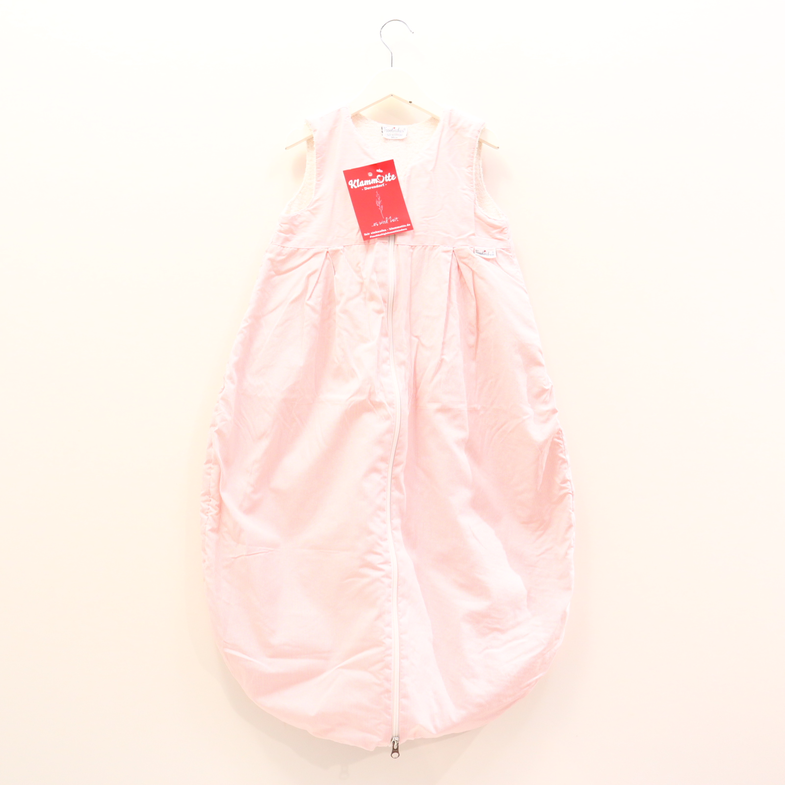 Schlafsack Tavolinchen 90cm rosa/weiß gestreift Baumwolle Frotteefutter
