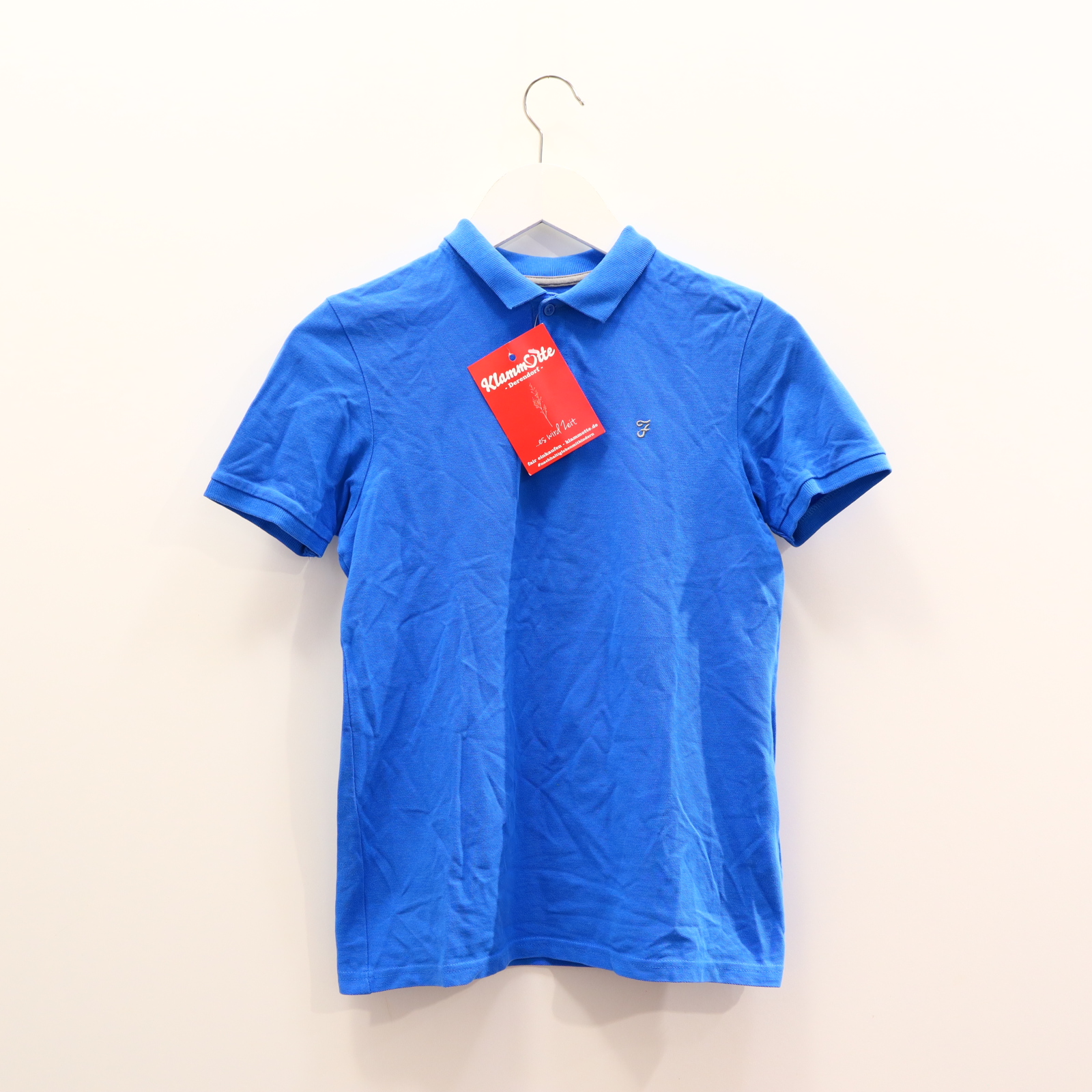 Oberteil FARAH Gr. 152/Gr. 158 kurzarm Shirt blau Baumwolle/Pique Logo/Stickerrei