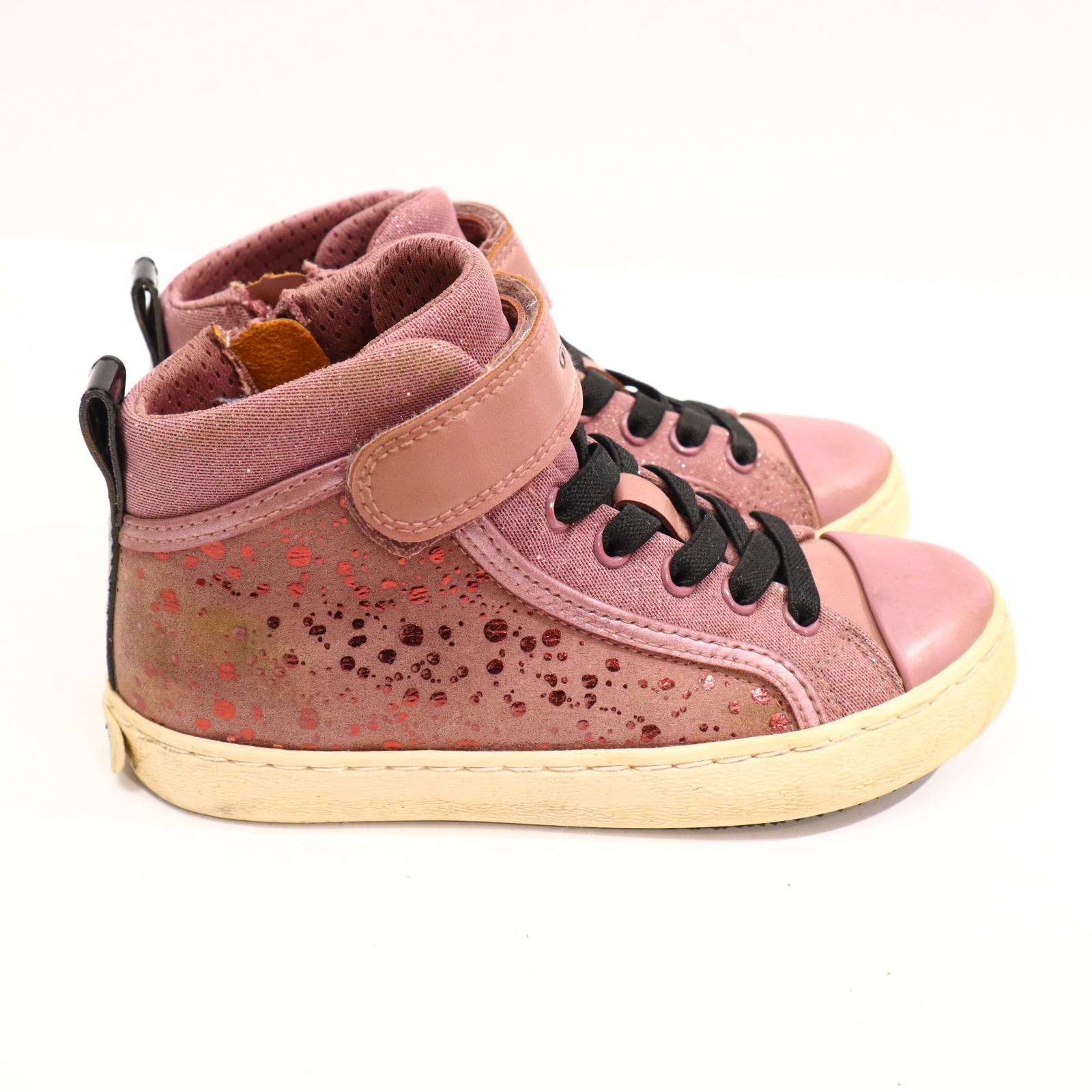 Halbschuhe GEOX Schnürschuh mit Reißverschluß 29 rosa leichte gleichmäßige Ablaufspuren