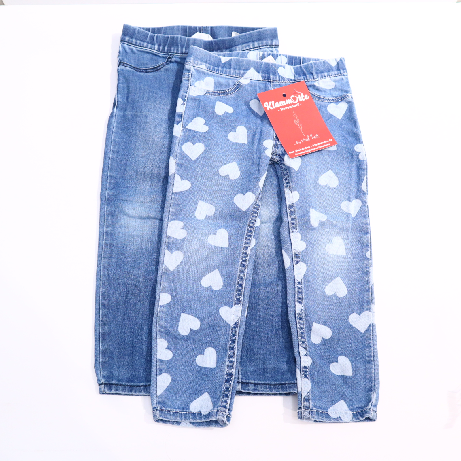 Hose H&M Jeggings/2er Set 92 blau Allover Print Denim Gummibandzug