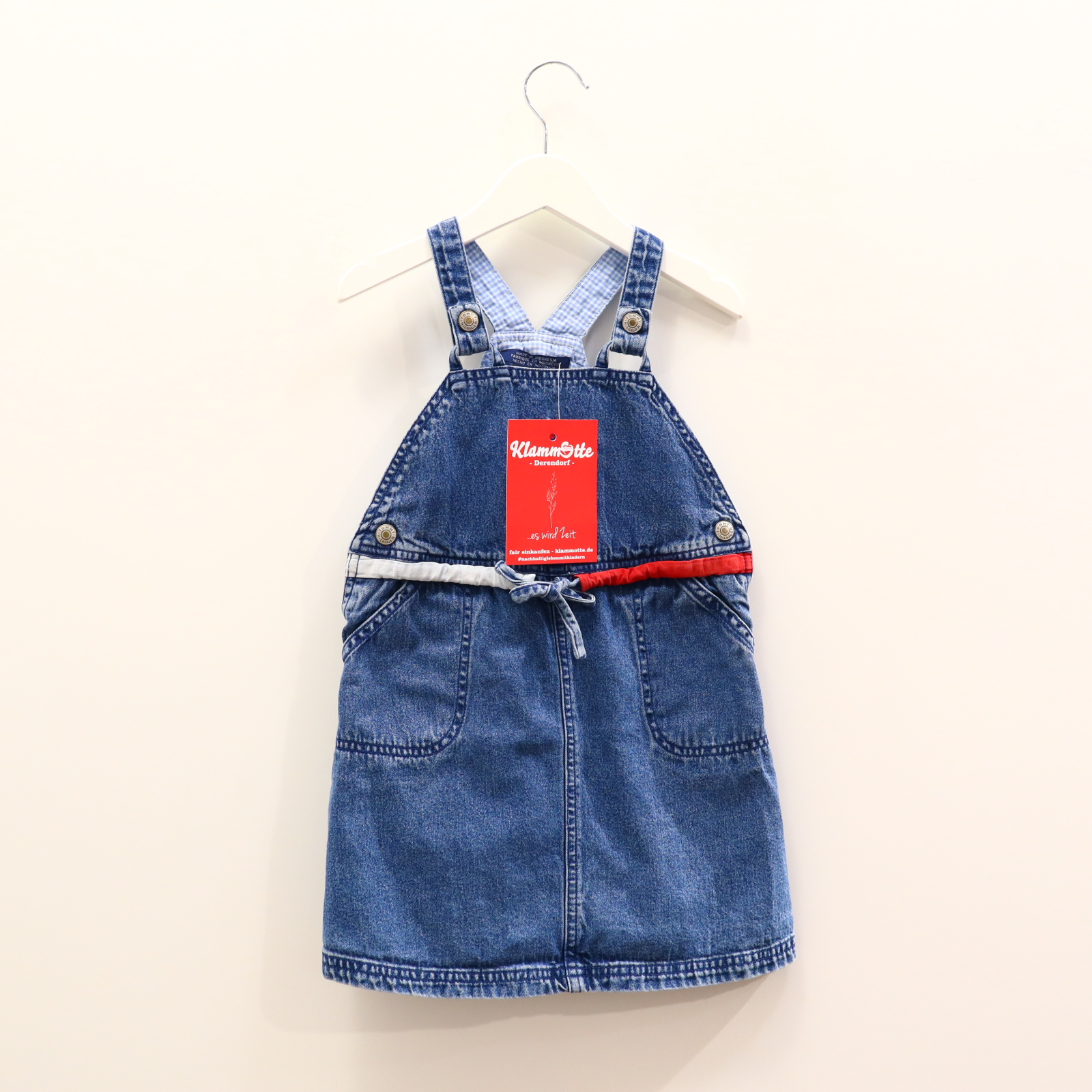 Kleider & Röcke TOMMY HILFIGER Jeanskleid/Latzkleid 104 blau Logo/Stickerei denim
