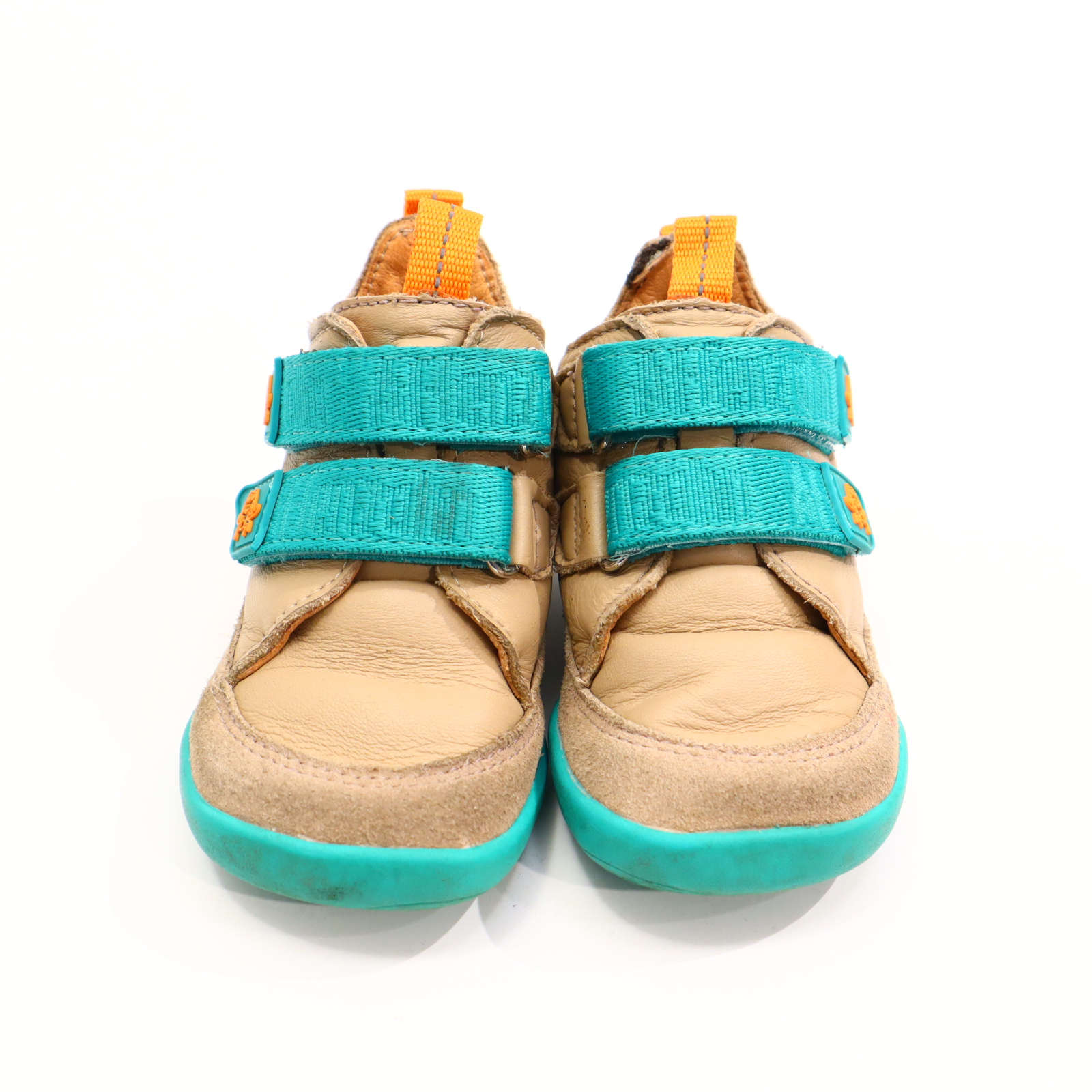Halbschuhe AFFENZAHN Buddy Barfußschuhe/Klett 22 grün/walnuss Leder leichte gleichmäßige Ablaufspuren