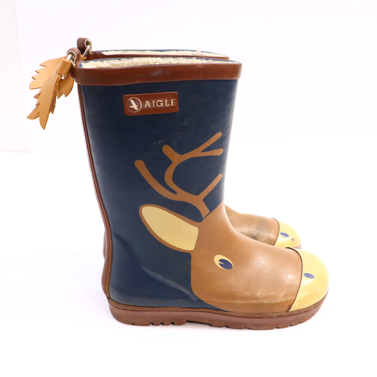 Gummistiefel AIGLE 27 blau/braun gefüttert