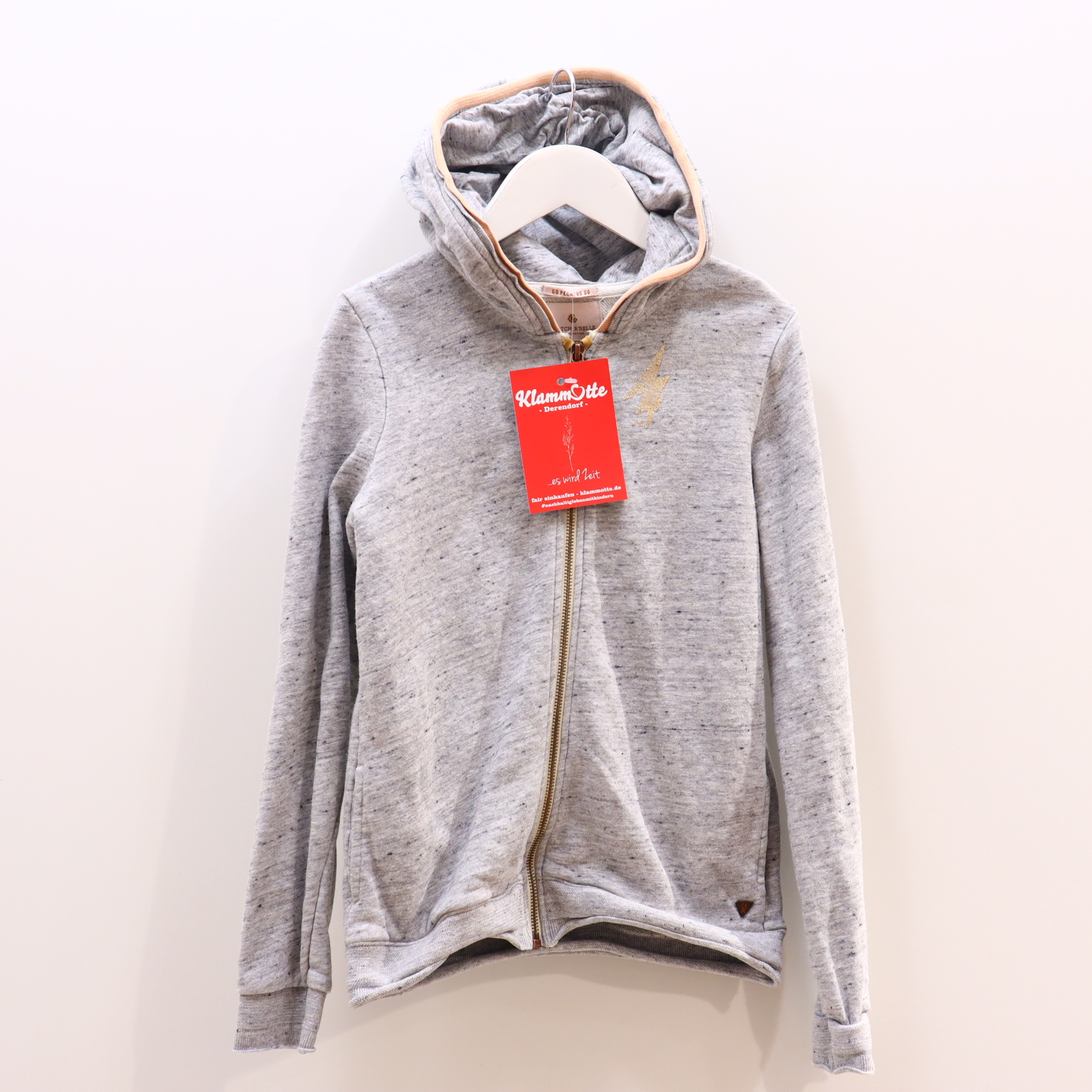 Oberteil SCOTCH & SODA 140 grau Backprint/melange/Print Kapuzenjacke Baumwolle