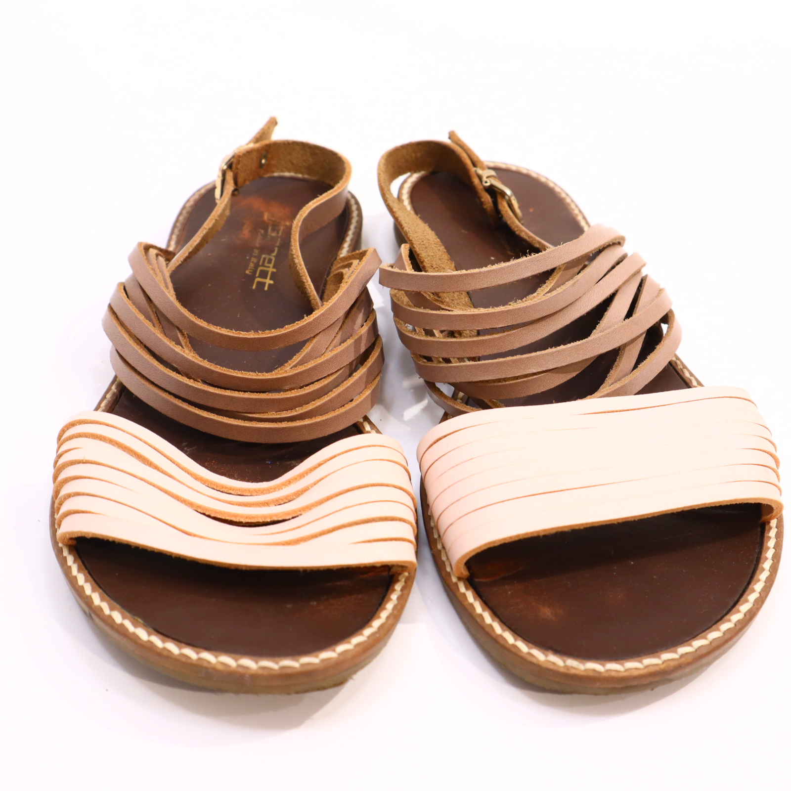 Sandalen jarrett 38 grau/rosa Leder leichte gleichmäßige Ablaufspuren