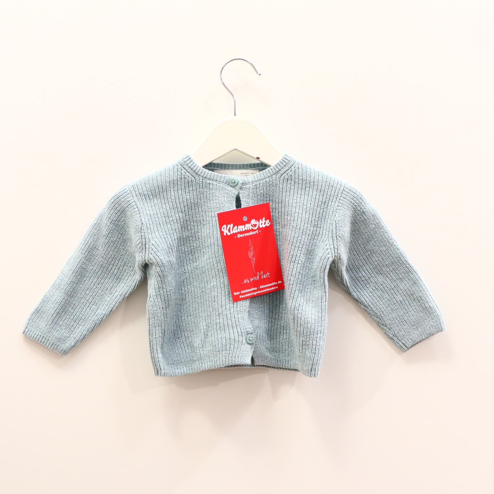 Oberteil ZARA 68 türkis melange/Rippstrick Strickjacke Baumwolle