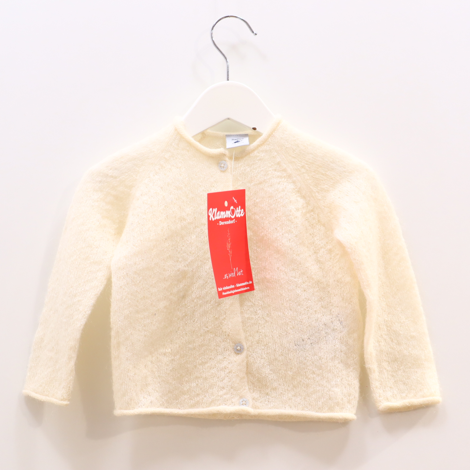 Oberteil PETIT BATEAU 86 creme pointelle Strickjacke Mohair/Polyamid/Wolle