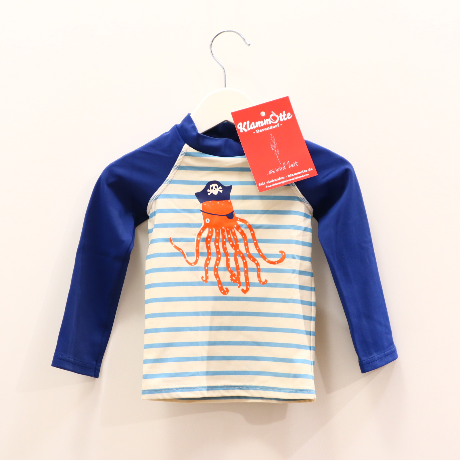 Bademode mini Boden 86 blau/weiß Streifen/Print langarm/UV-Shirt