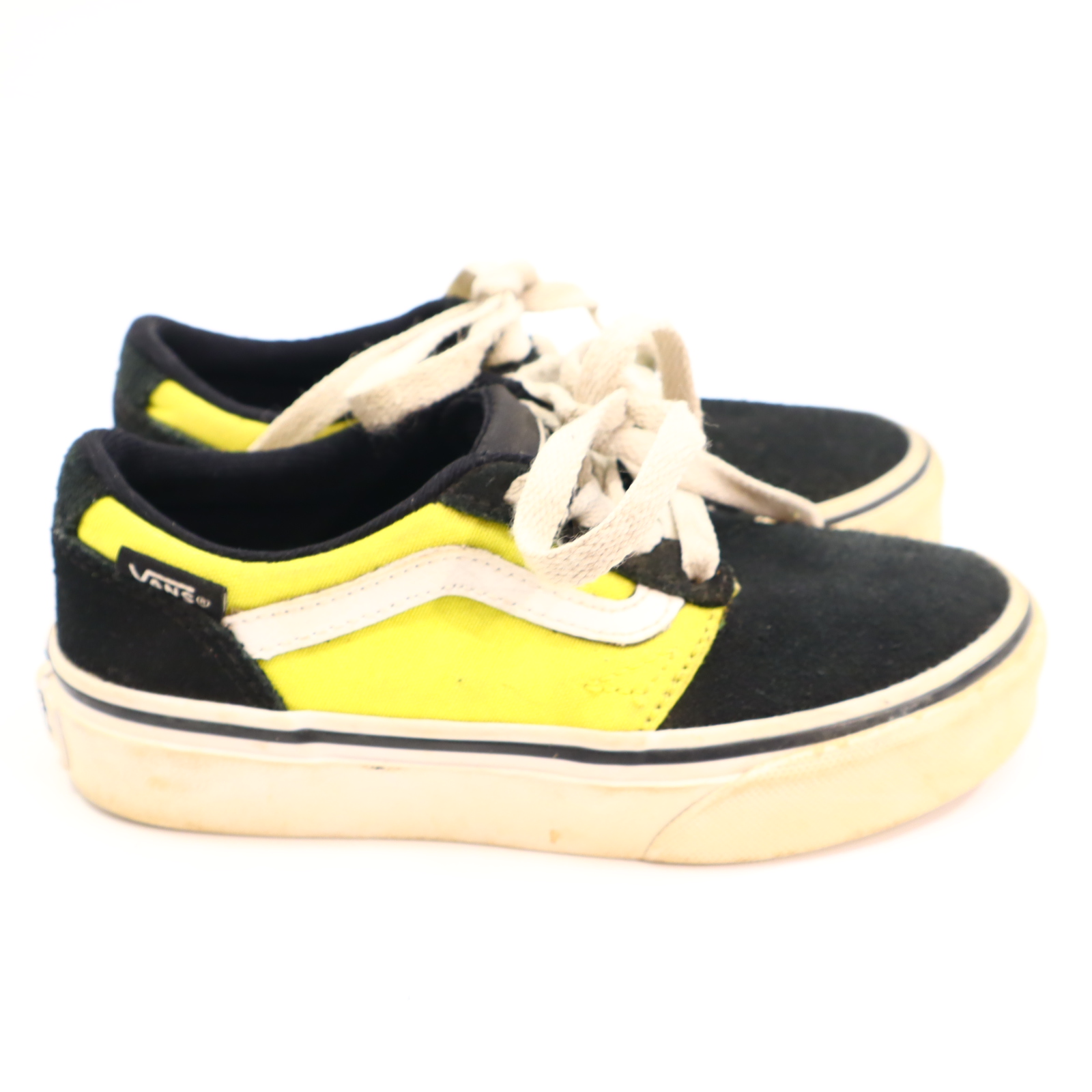 Halbschuhe VANS Schnürschuh/Sneaker 28 gelb/schwarz Canvas/Wildleder leichte gleichmäßige Ablaufspuren