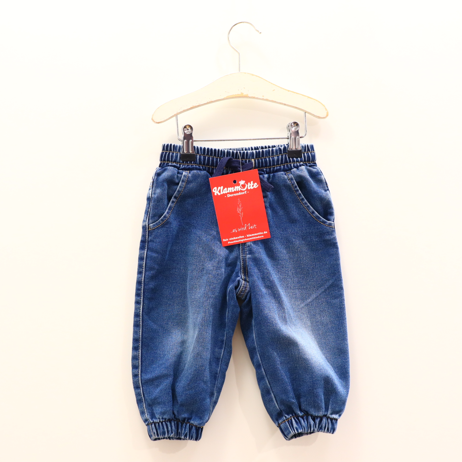 Hose BENETTON 92 Jeans/Jogger/Stretch blau Gummibandzug/Kordelzug Denim