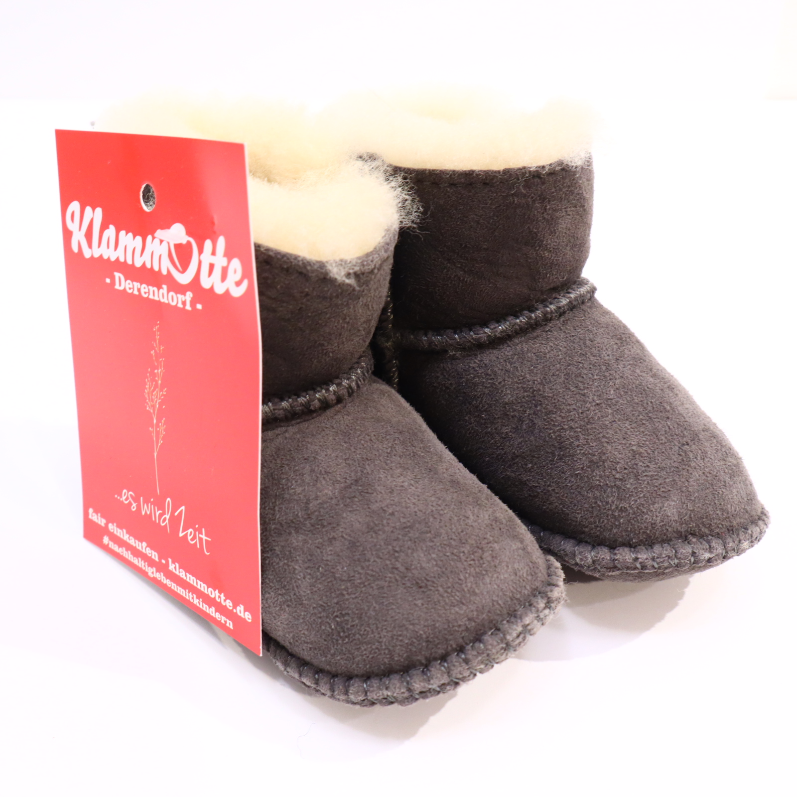 Babyschuhe/Stoffschuhe 6-12 Monate grau Lammfell Tragebooties