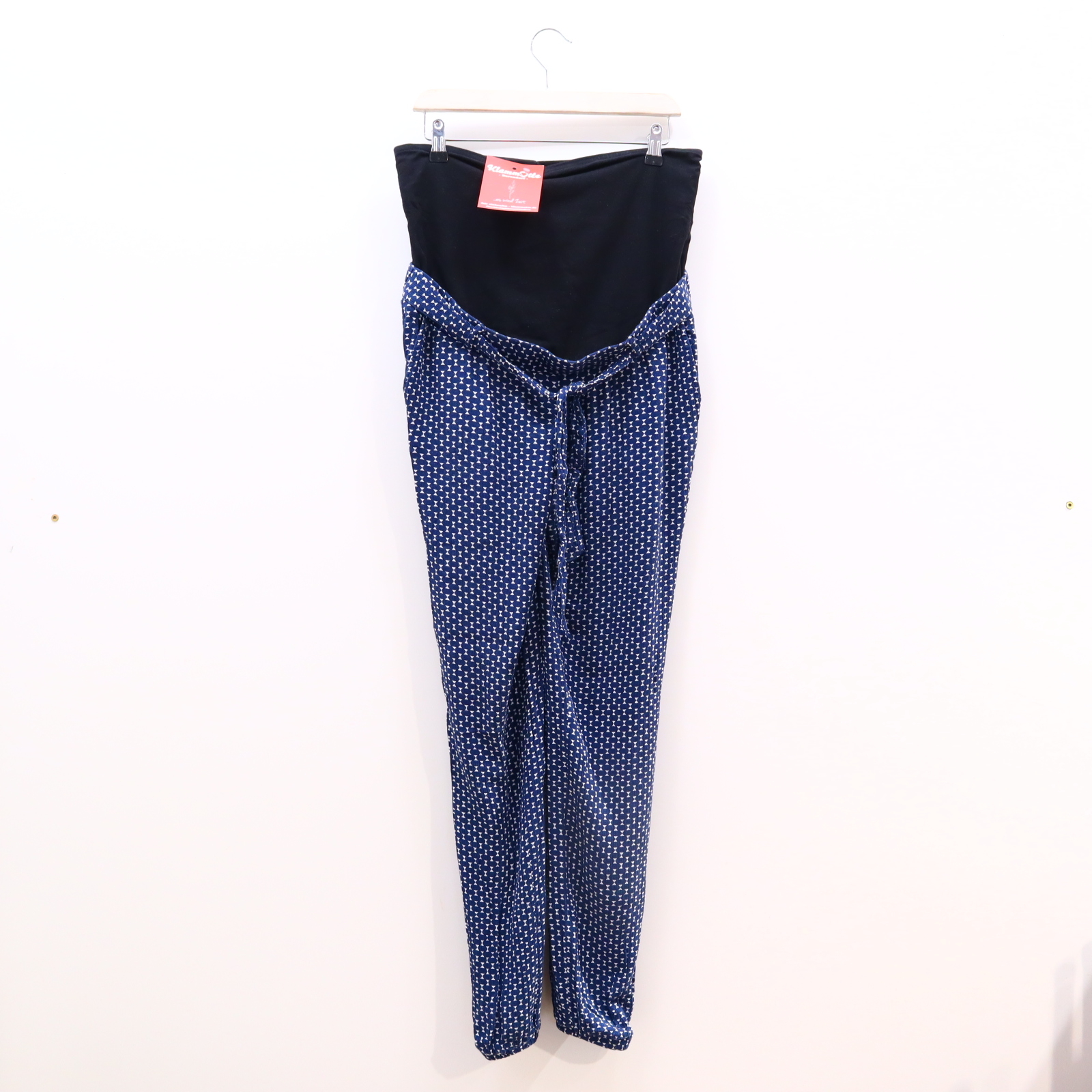 Hose b.p.c S/36 Pump/Stoffhose blau/weiß Muster Viskose High rib Sommer