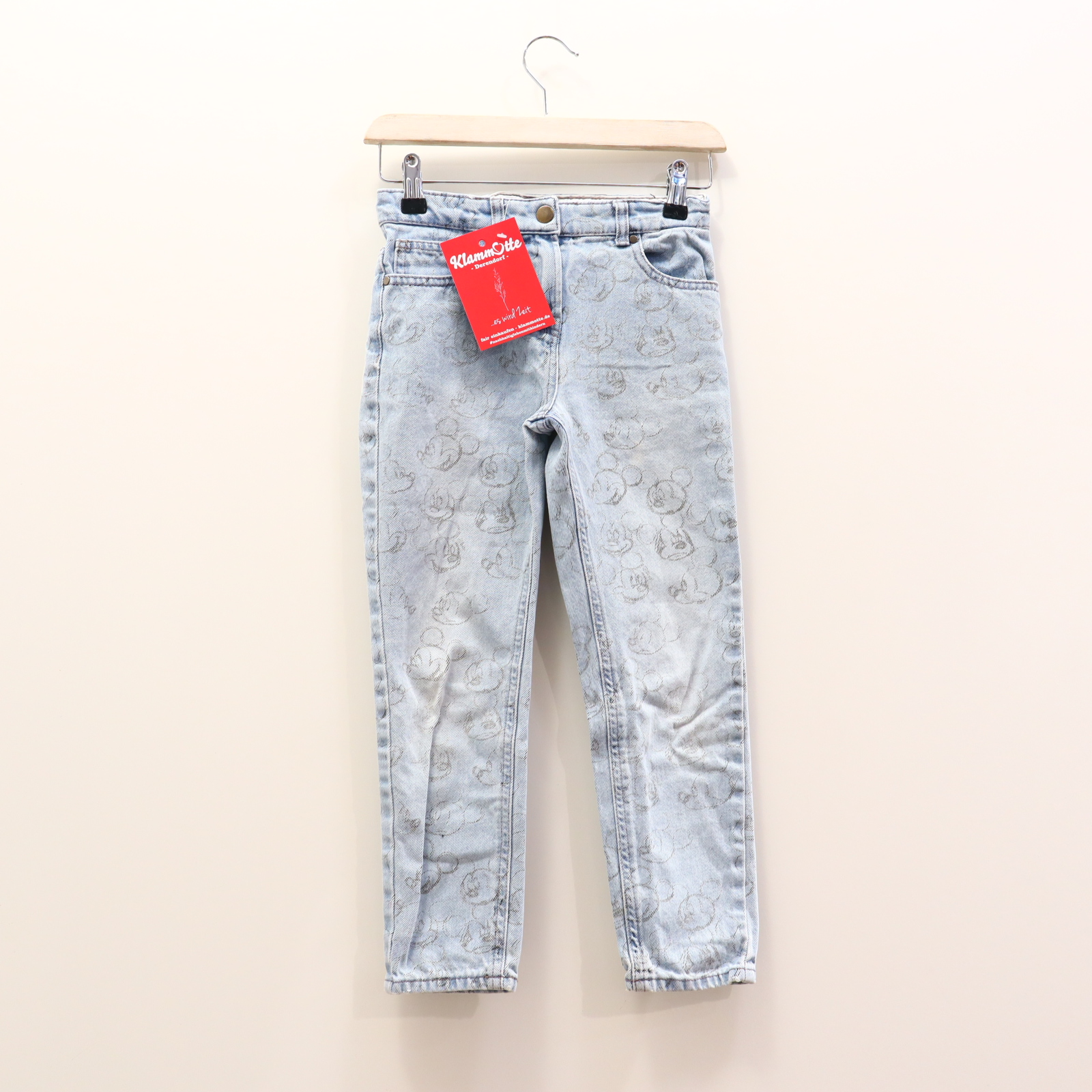 Hose STELLAMcCARTNEY Jeans 128 hellblau Allover Print Denim Reißverschluß/Schiebeknopf/verstellb. Bund Mickey Mouse