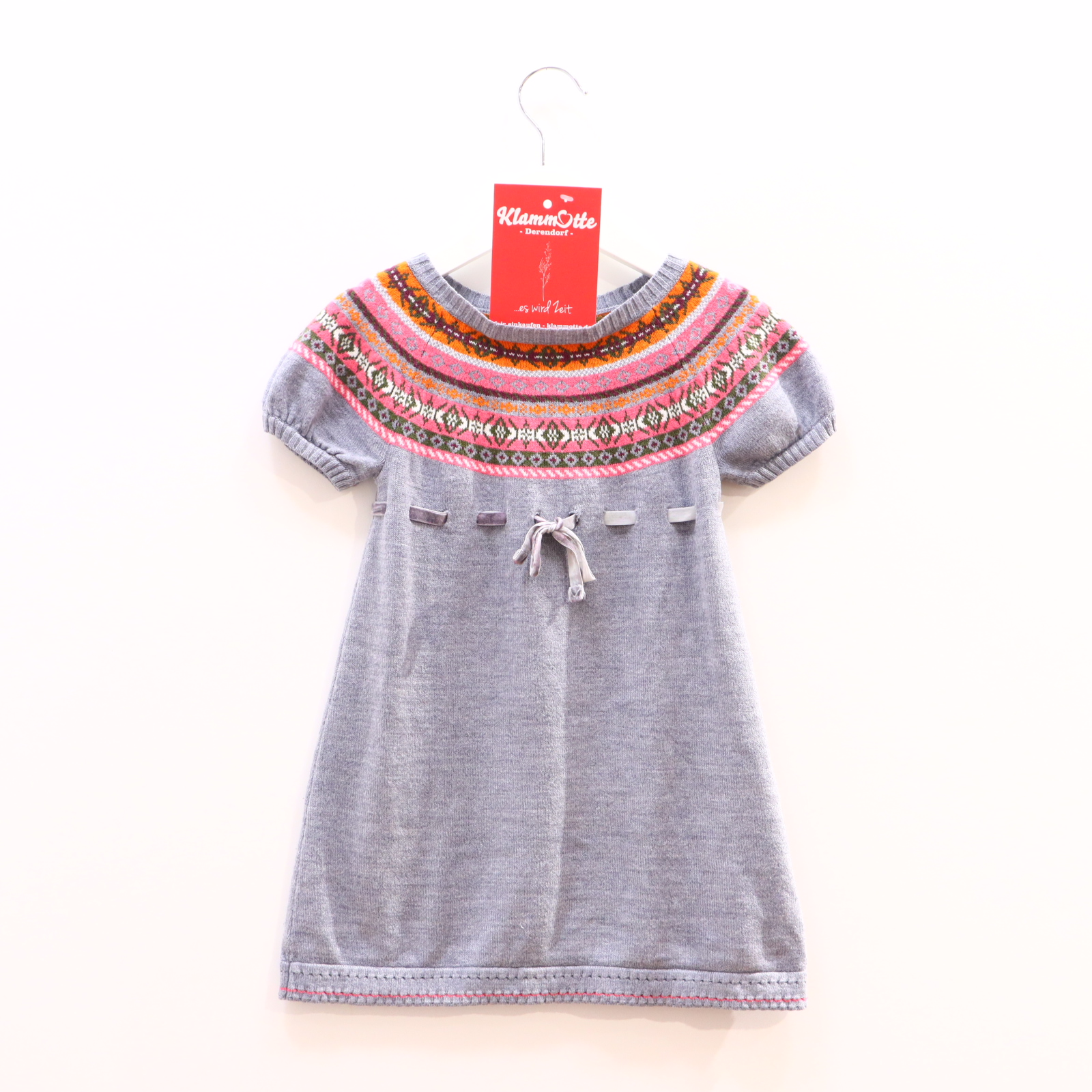 Kleider & Röcke H&M Strickkleid 98/104 grau melange/Muster Polyacryl