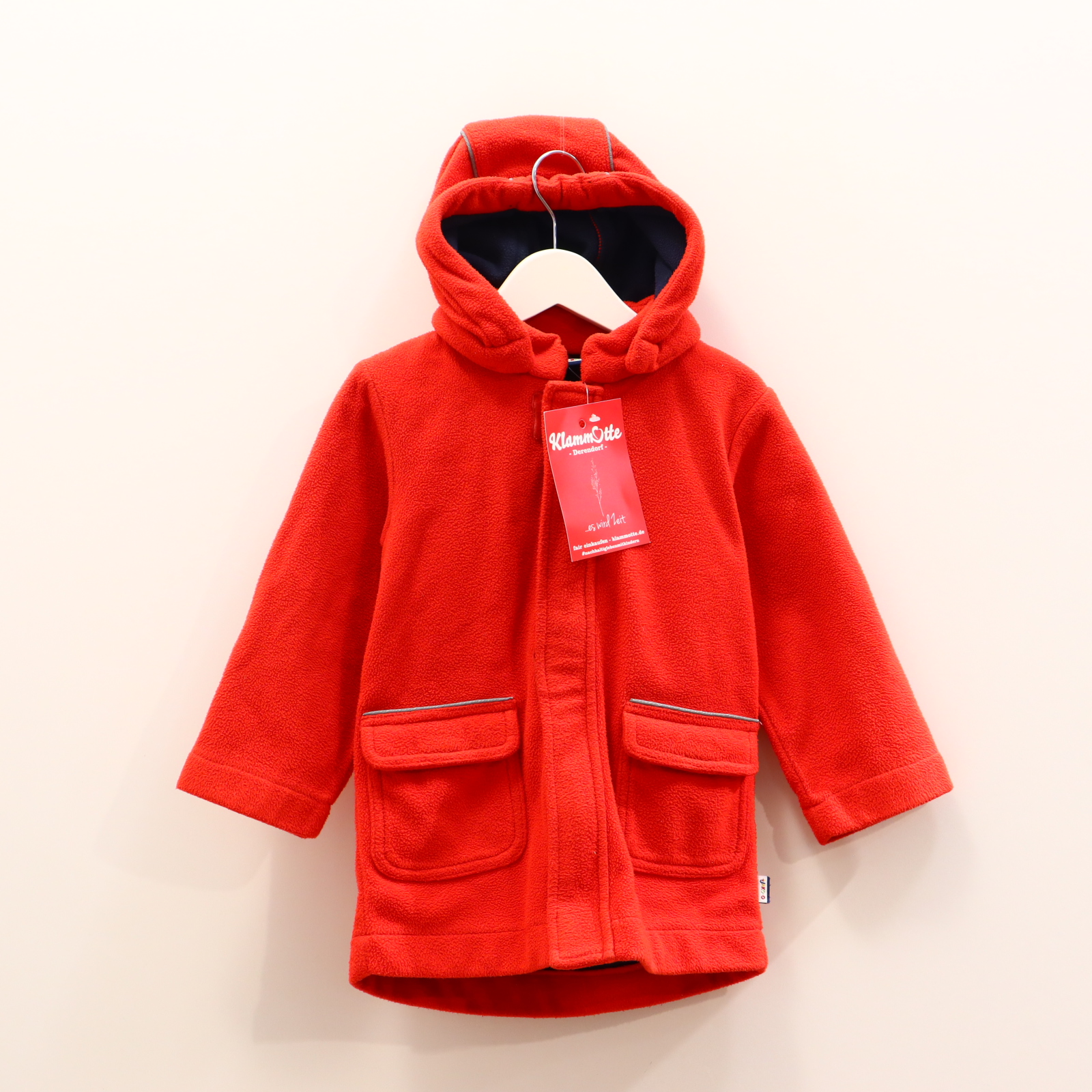 Jacke Jako-O 92/98 rot Fleecejacke abnehmb. Kapuze