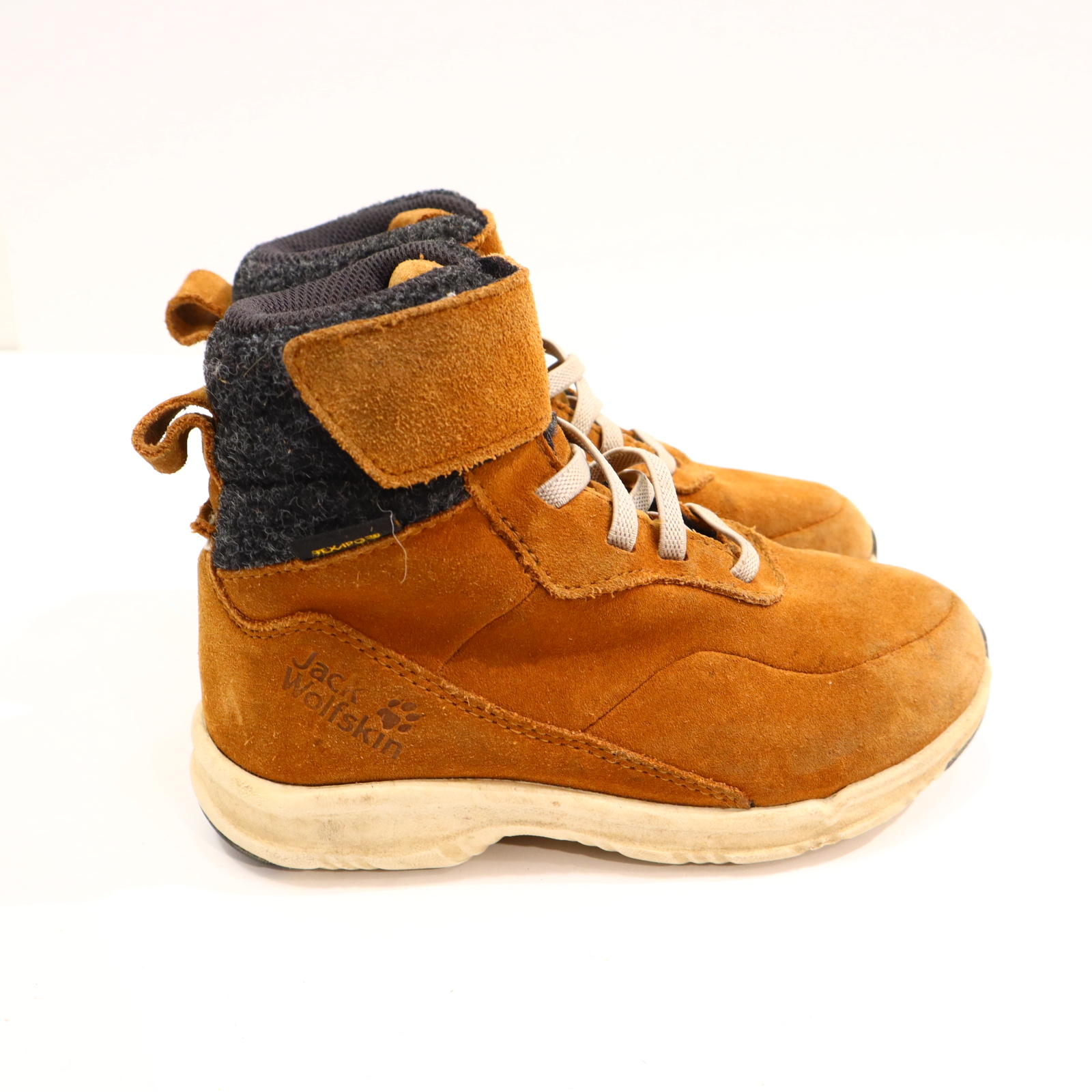 Halbschuhe Jack Wolfskin Boots/Cloks 28 braun Leder/TEXAPORE Herbst/Übergang leichte gleichmäßige Ablaufspuren