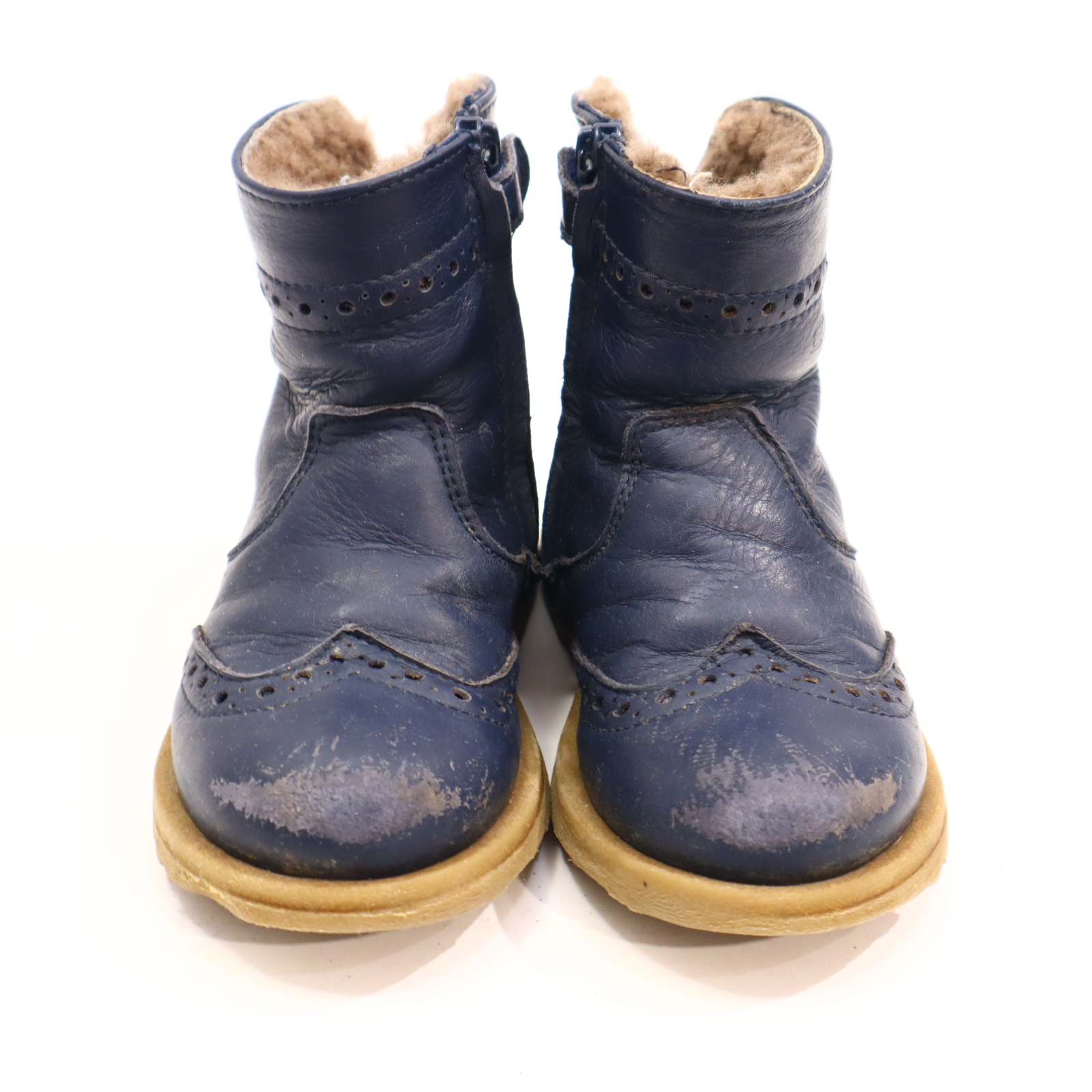Halbschuhe Boots/Stieffelette 24 blau Leder Lammfell Herbst/Winter leichte Gebrauchsspuren an den Kappen