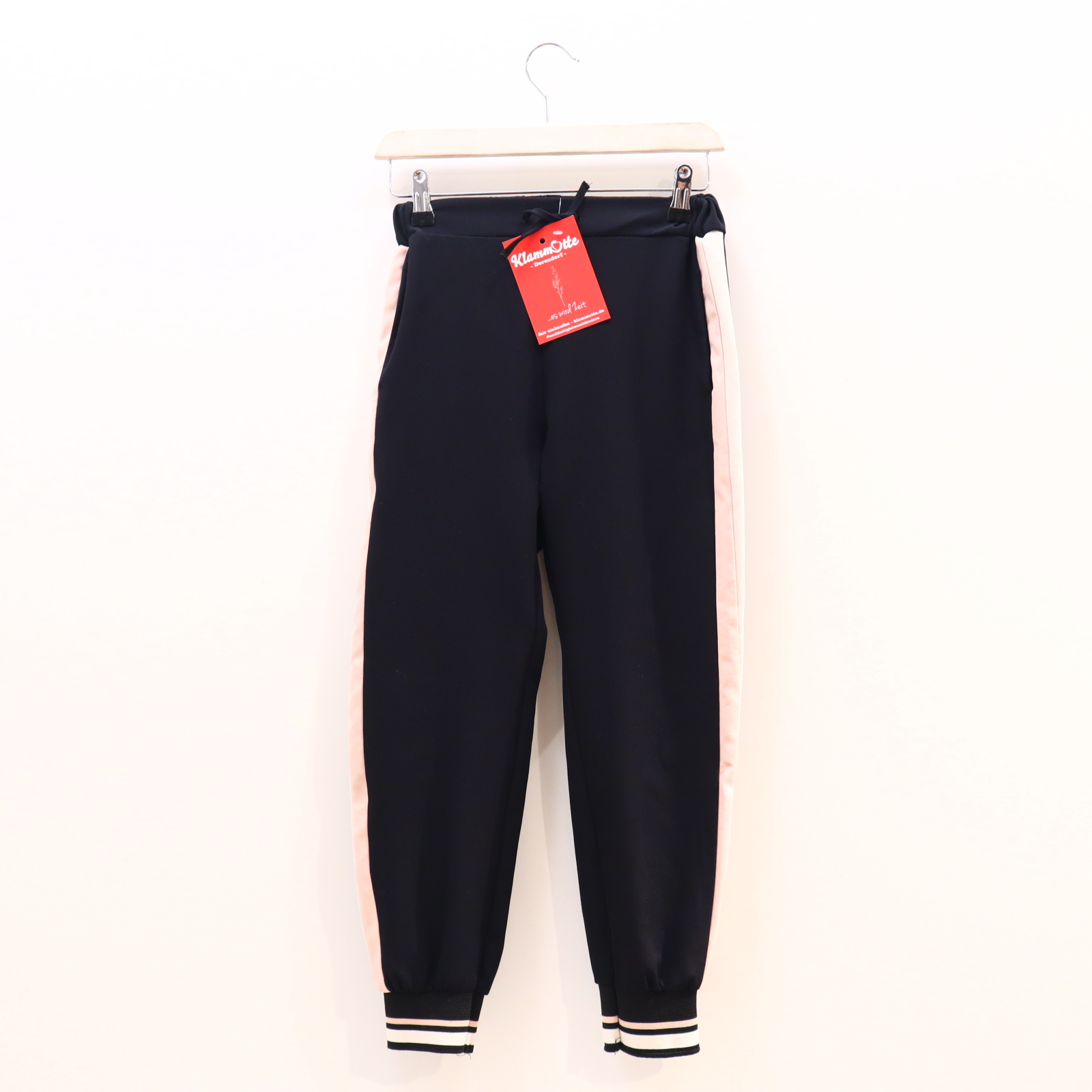 Hose ZARA Stoffhose 140 creme/rosa/schwarz Elasthan/Polyester Gummibandzug