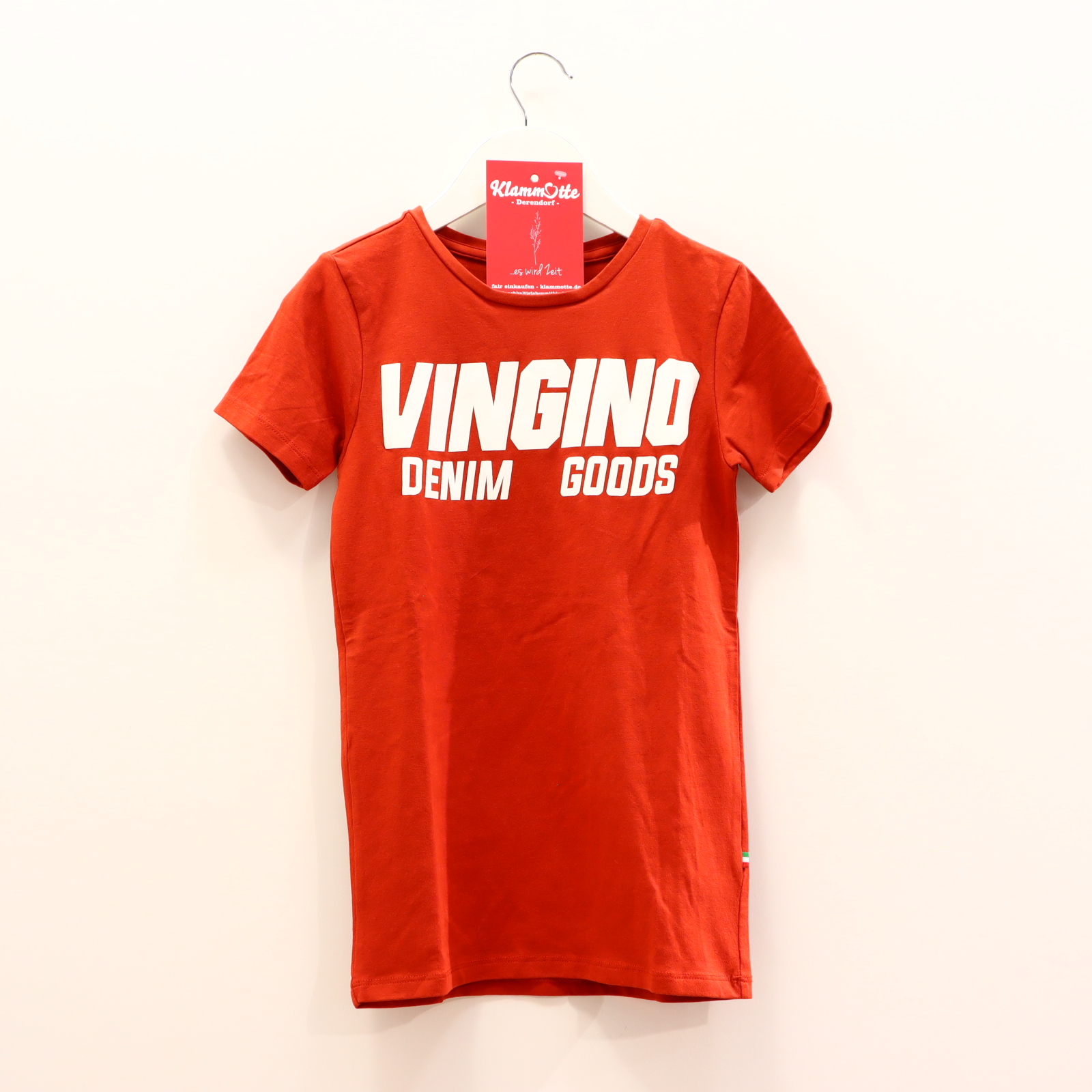 Oberteil VINGINO Gr. 140 kurzarm Shirt rot Baumwolle/Elasthan Logo/Print