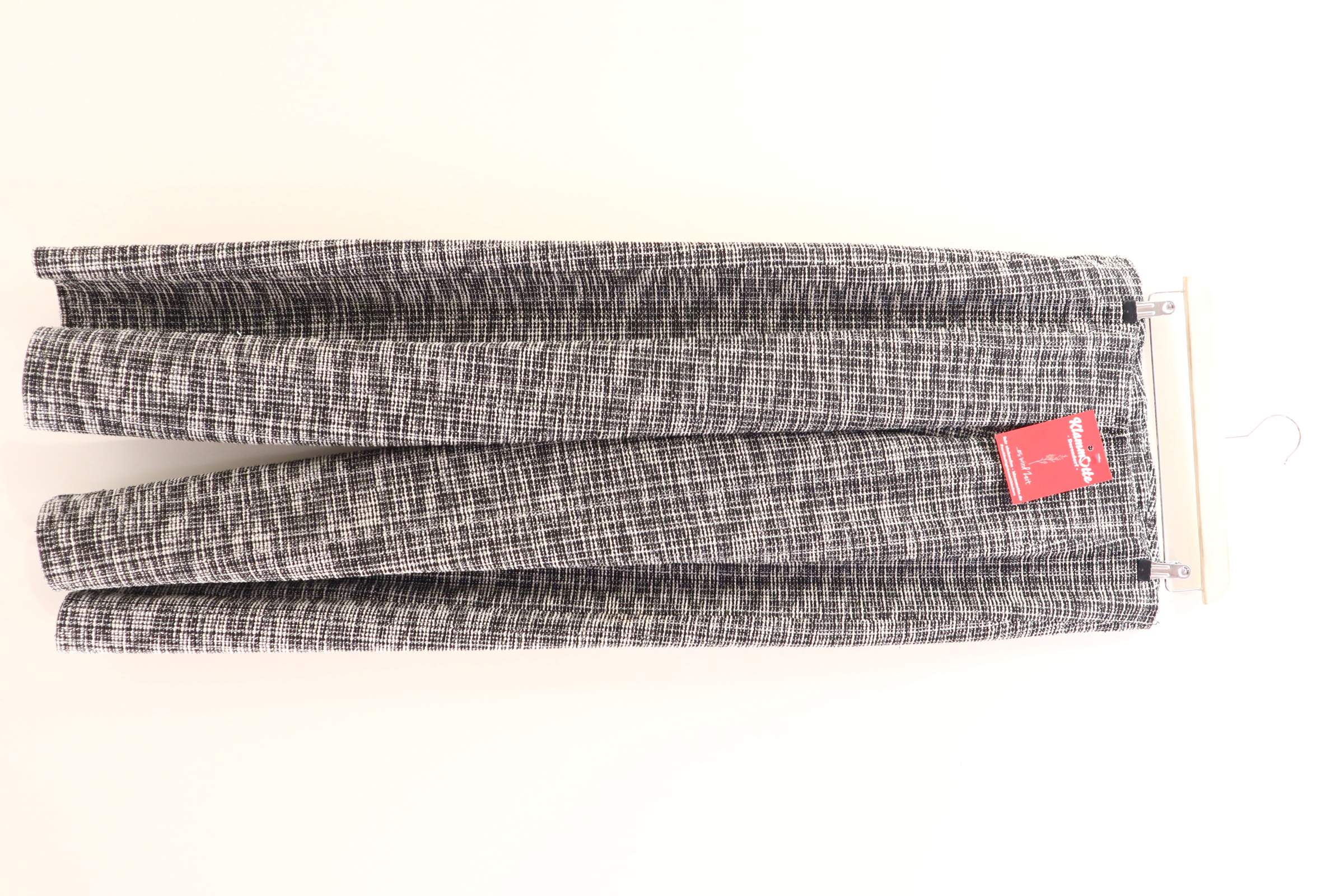 Hose H&M M/38/40 Stoffhose Wide Leg schwarz/weiß melange Baumwolle/Elastan/Polyester High rib/Gummibandzug