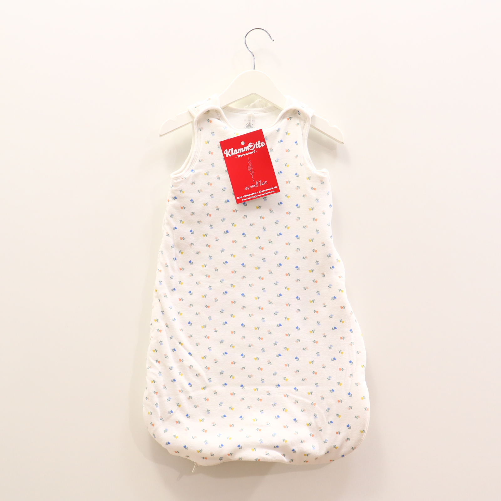 Schlafsack Petit bateau 0-6 Mon. bunt/weiß Alloverprint/Blumen/Rüsche Baumwolle 2.0 TOG Polyester