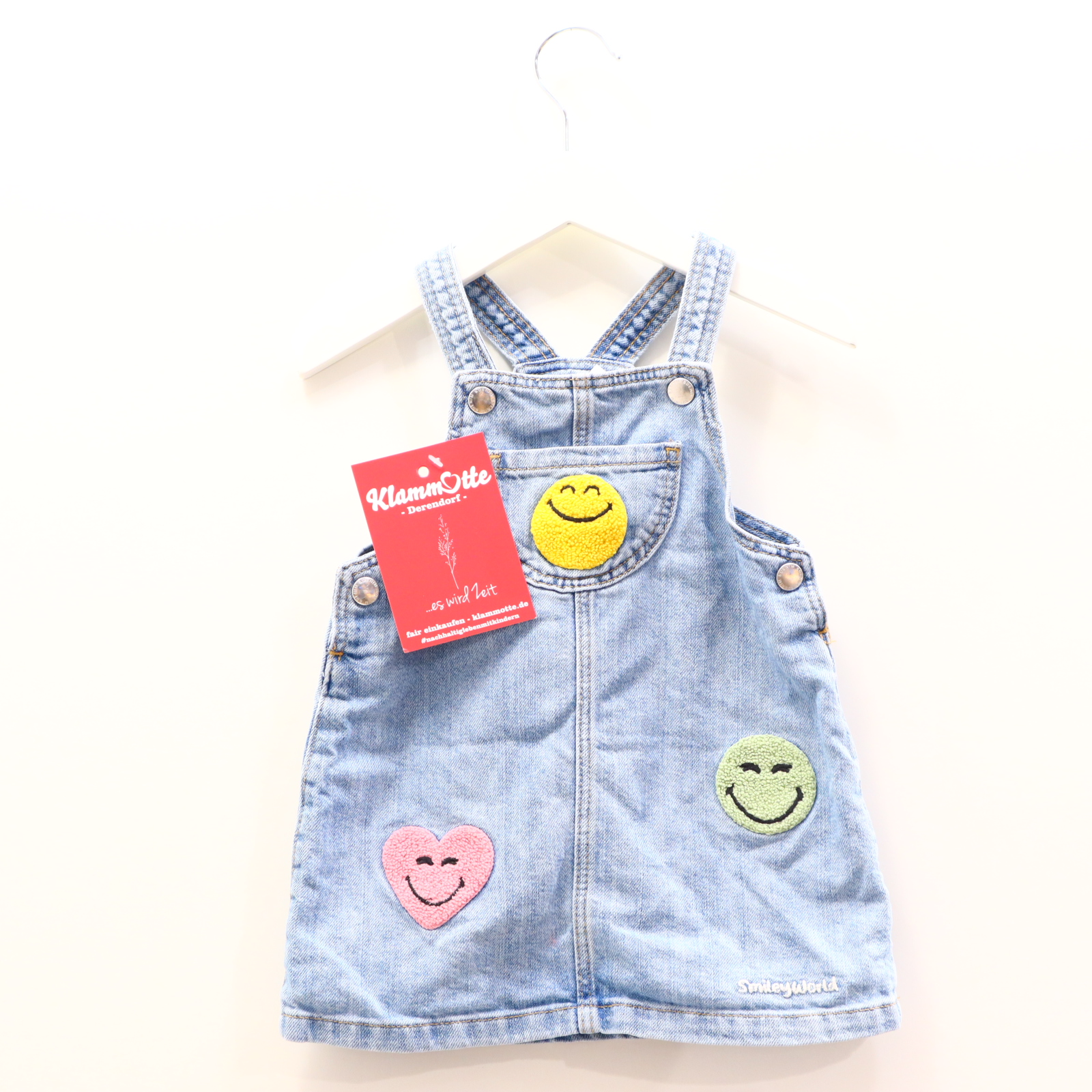 Kleider & Röcke H&M 80 blau Applikation Latzkleid Denim