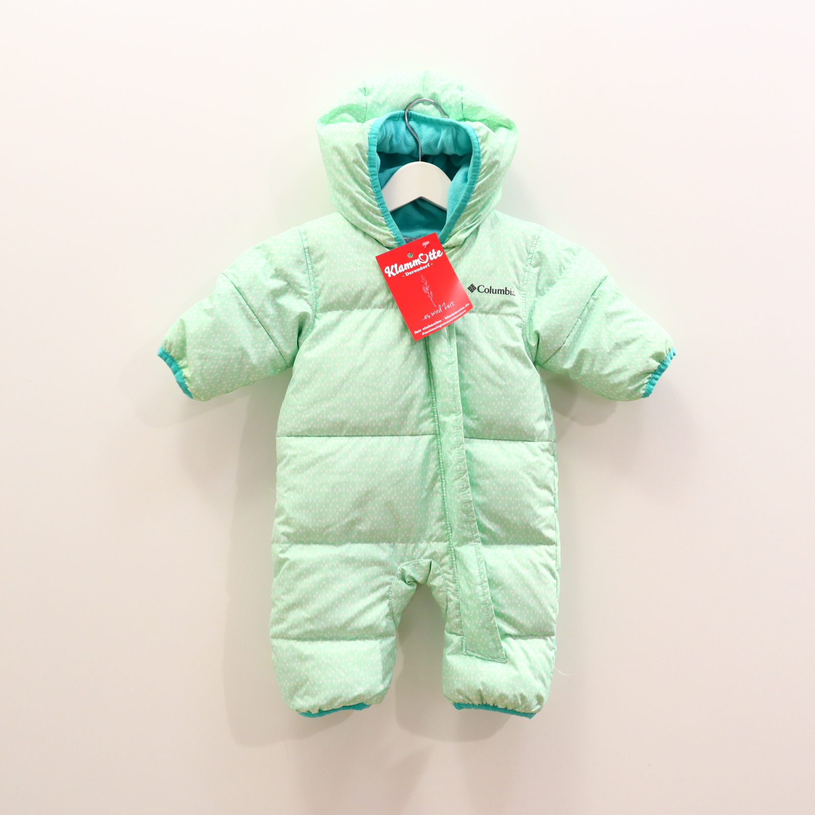 Jacken & Overalls Columbia Schneeanzug 56 mint/weiß Fleece-Kapuzenfutter/Klappbündchen Alloverprint Daunen/Federn Herbst/Winter