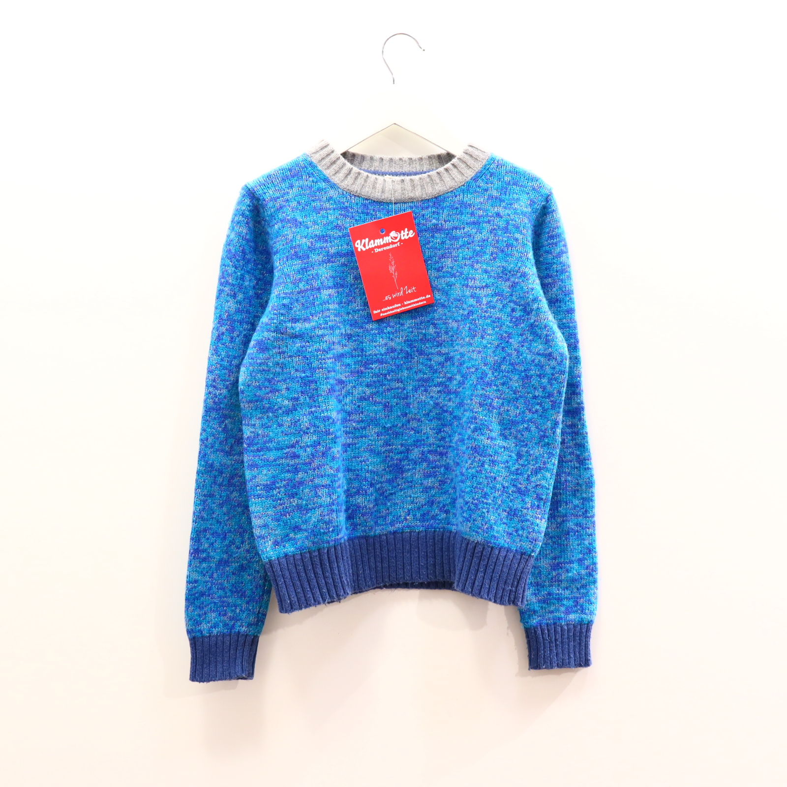 Oberteil mini Boden Gr. 134/Gr. 140 Strickpullover blau/grau/türkis/weiß Alpaca/Baumwolle/Polyamid/Viskose/Wolle melange